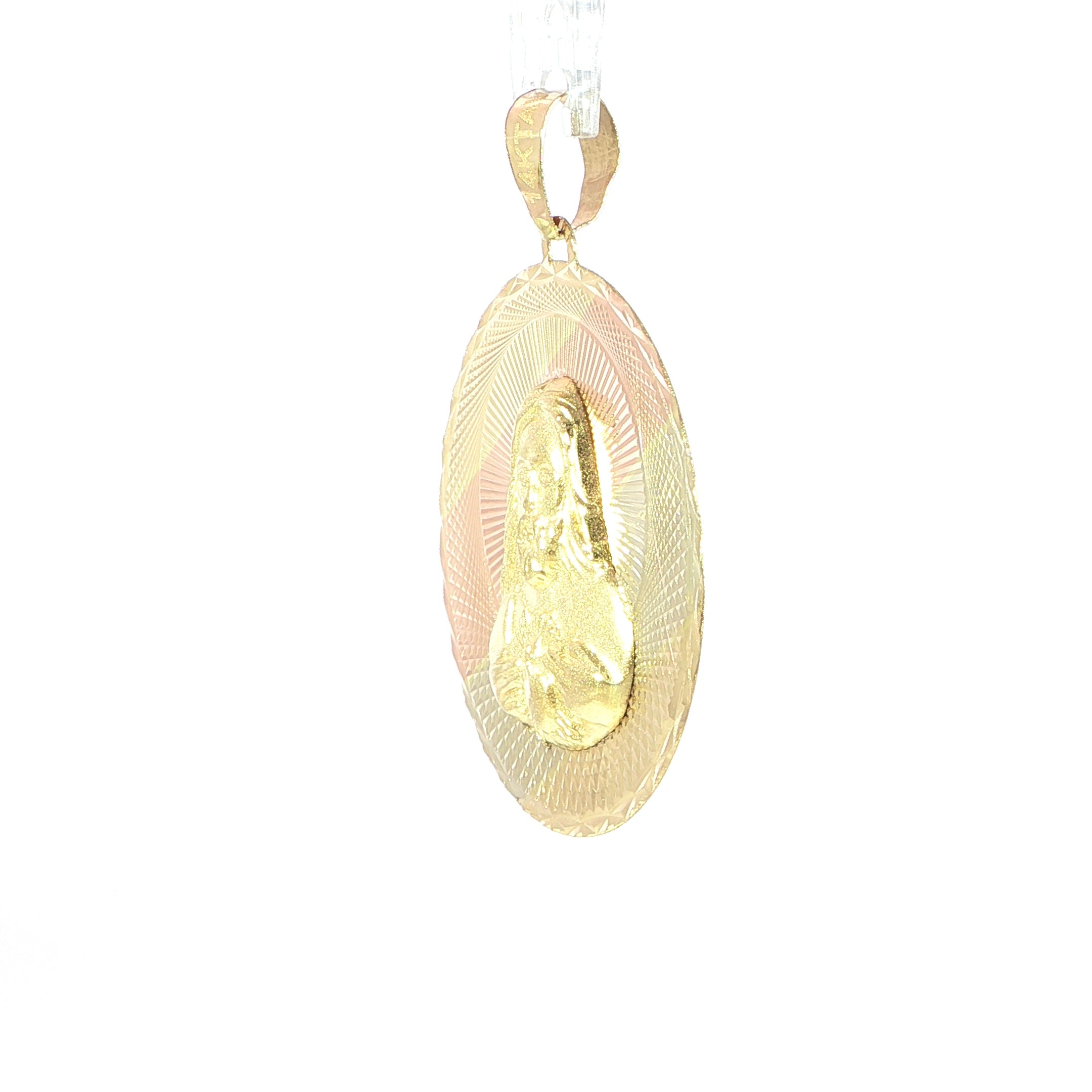 Diamond-Cut Sacred Heart of Jesus Round Medallion Pendant