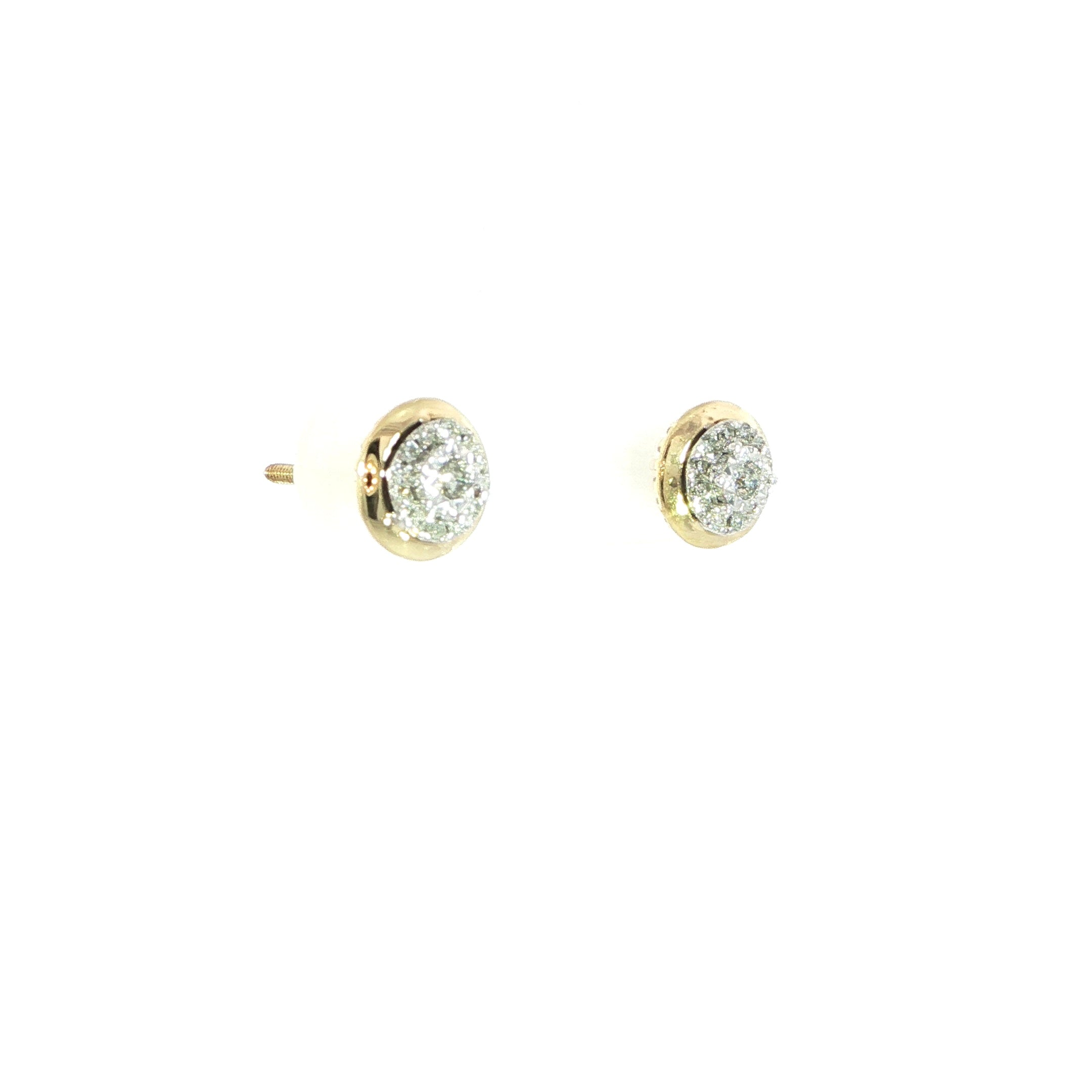 7MM yellow gold bezel outline diamond studs