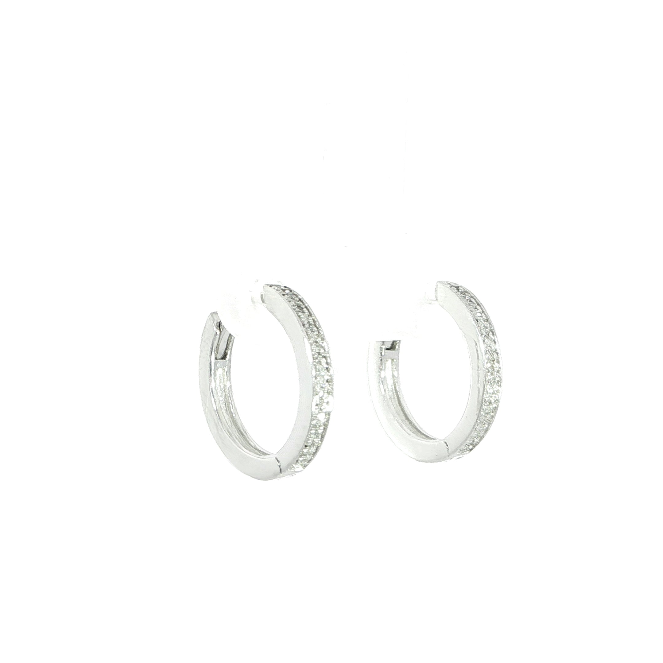 10K gold huggie hoop earrings featuring 0.15 CTW natural SI-quality diamonds