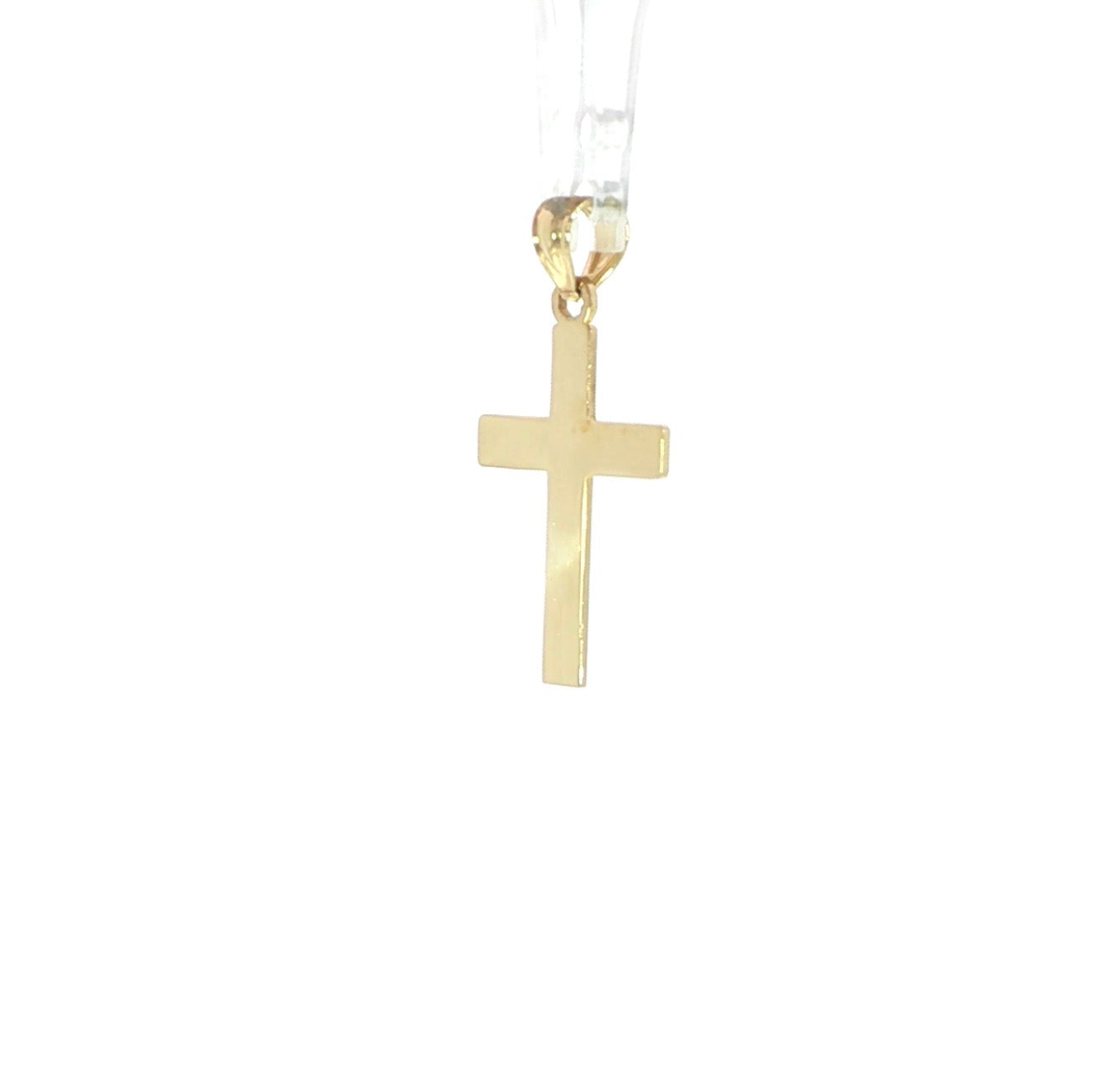 Side Profile Plain Yellow Gold Christian Cross Pendant
