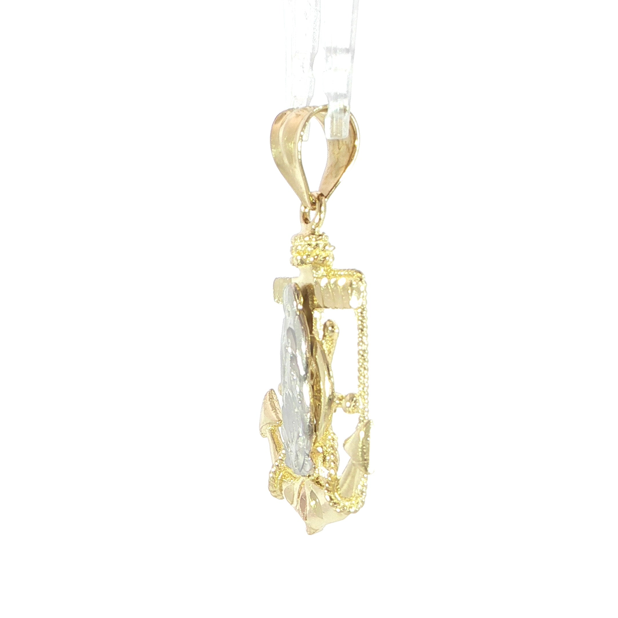Detailed religious anchor pendant crafted in 14K gold