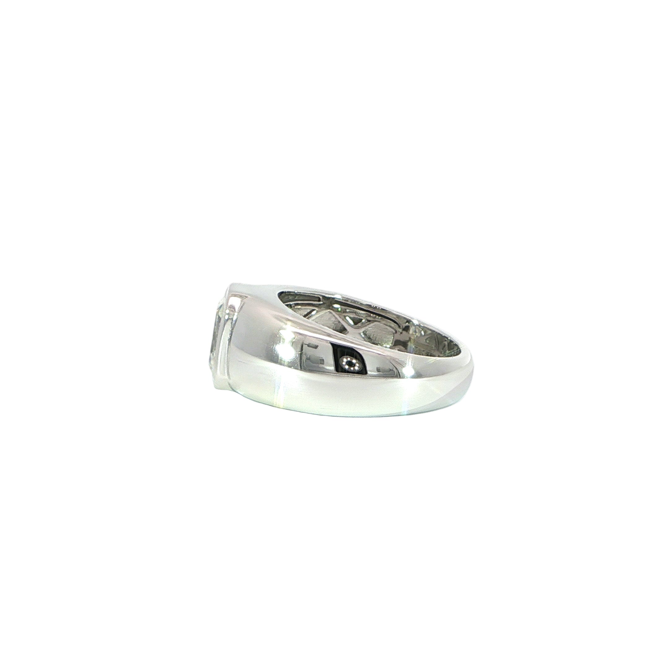 Side bezel set emerald cut ring with VVS moissanite sparkle