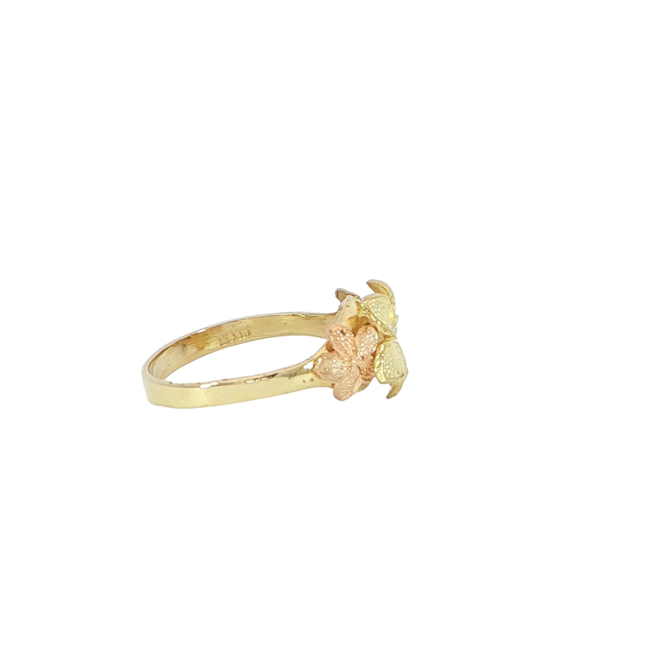 Tropical-inspired 14K tri-color flower ring
