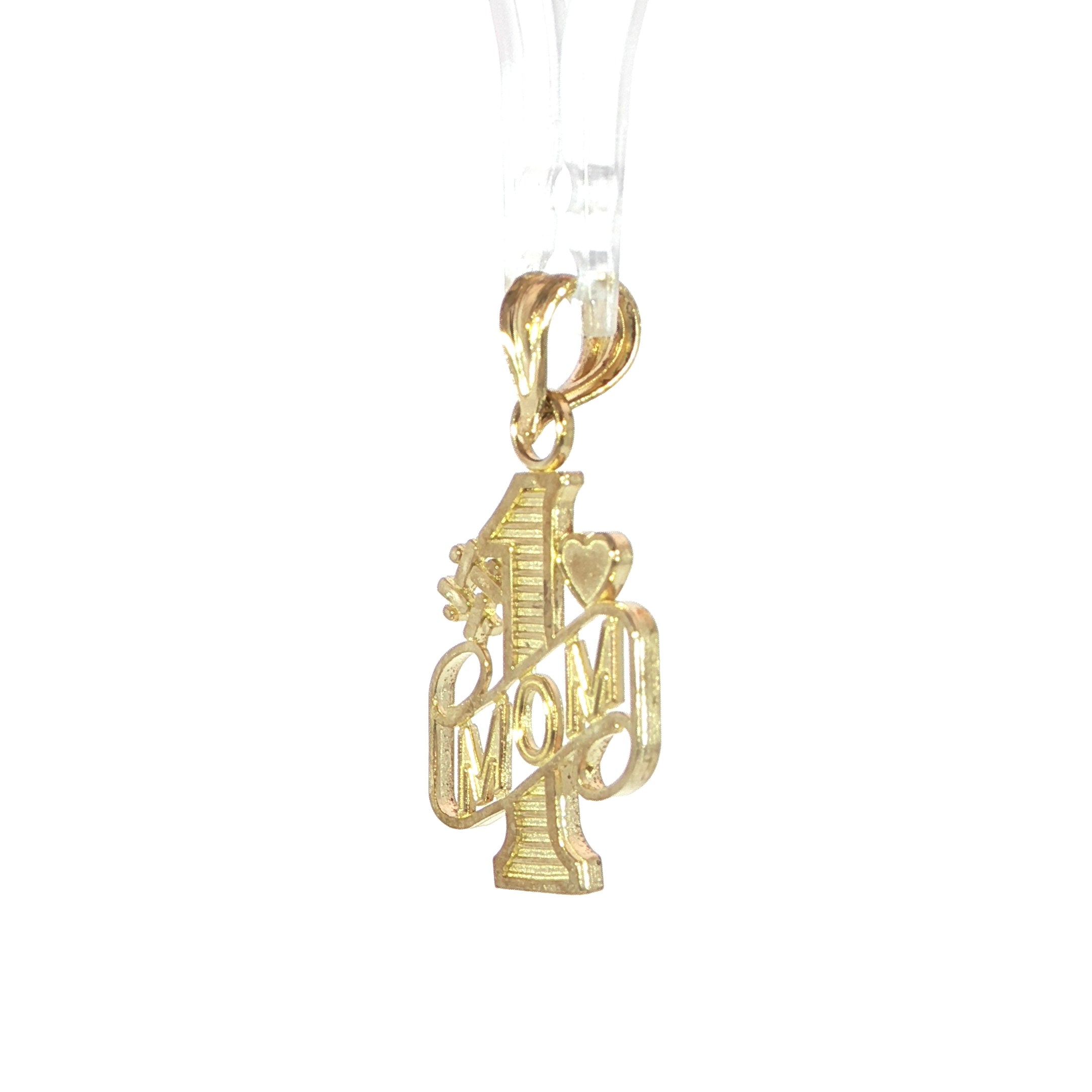 Number One Mom pendant crafted in genuine 10K yellow gold