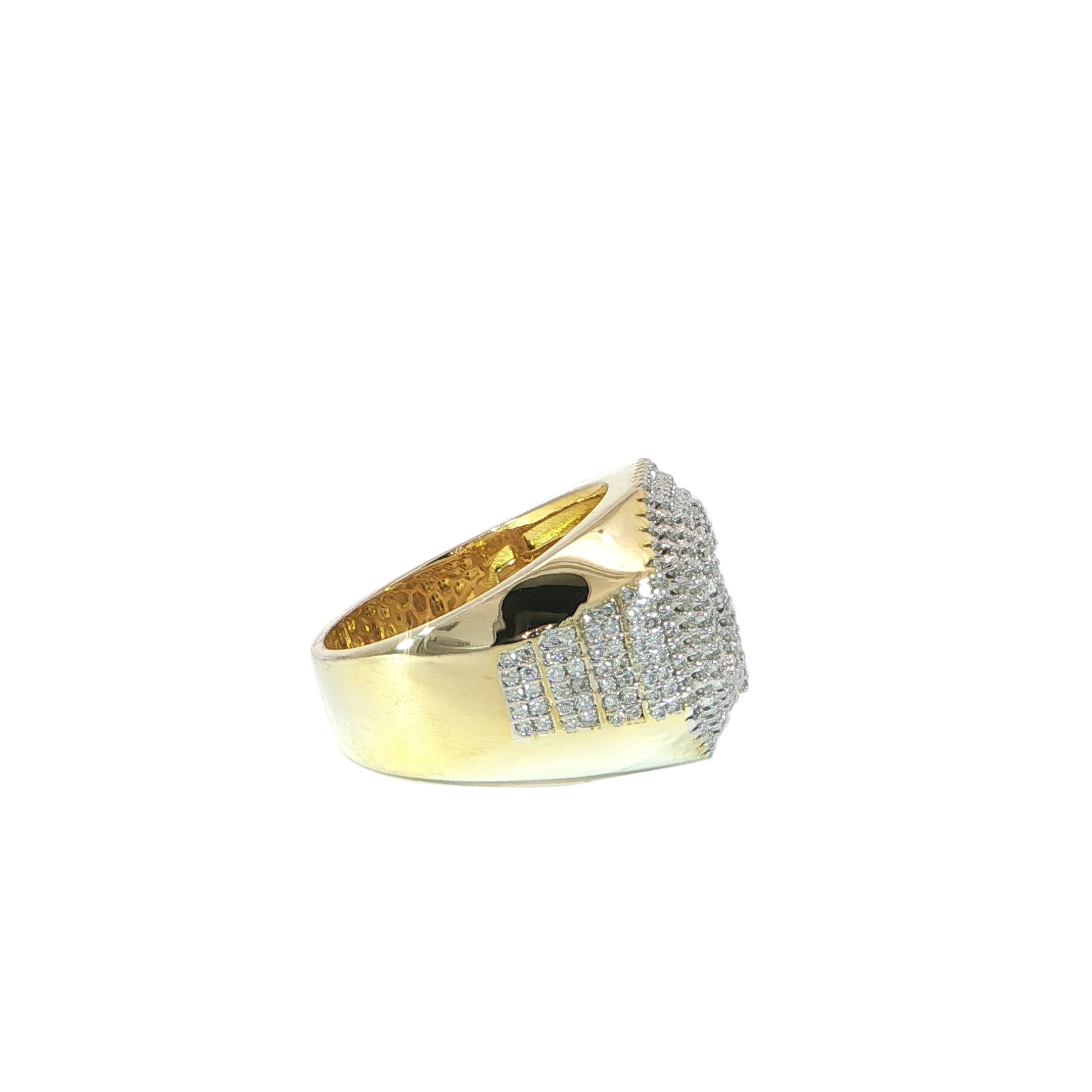 Sterling silver moissanite ring with raised money symbol