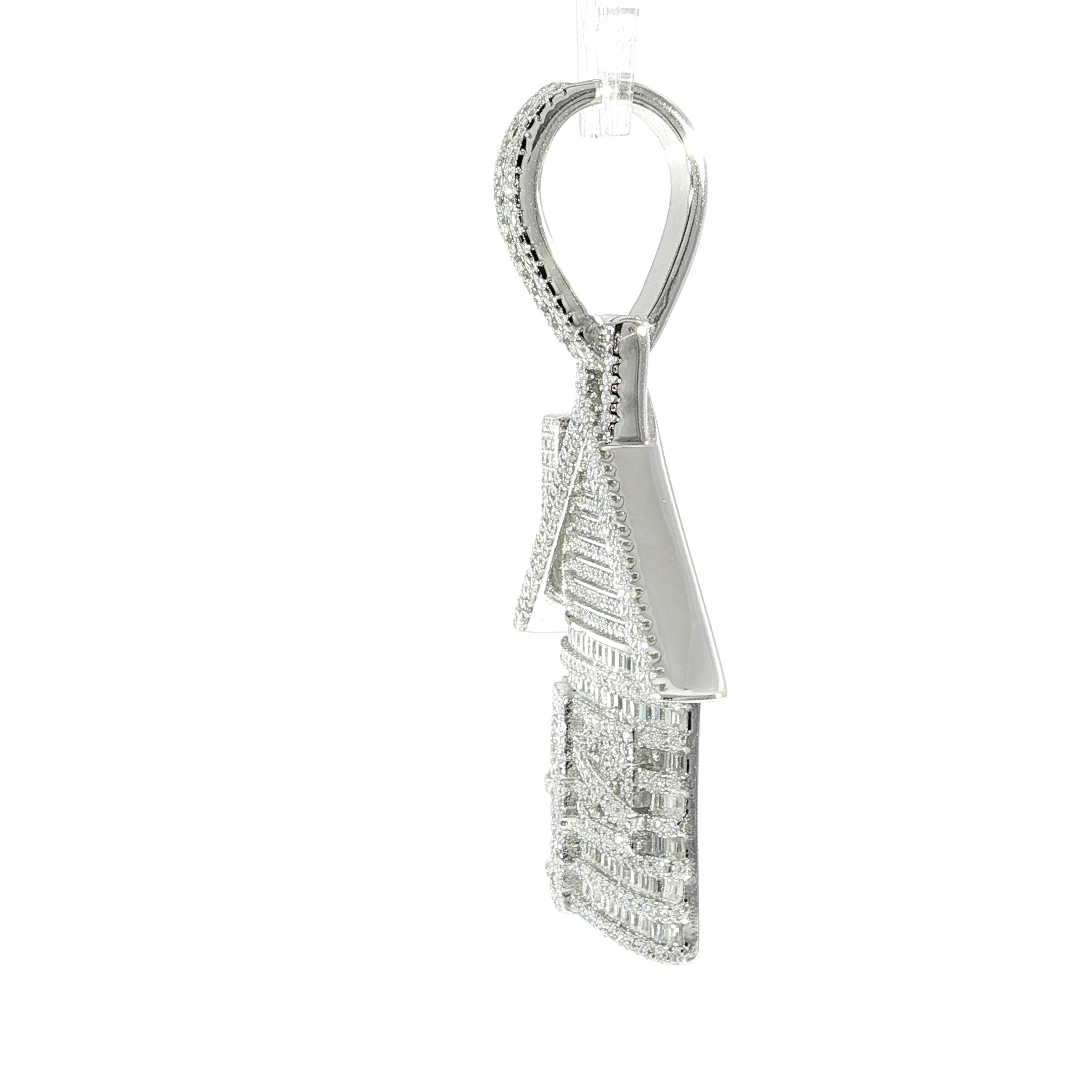 Moissanite house pendant crafted in 925 sterling silver.