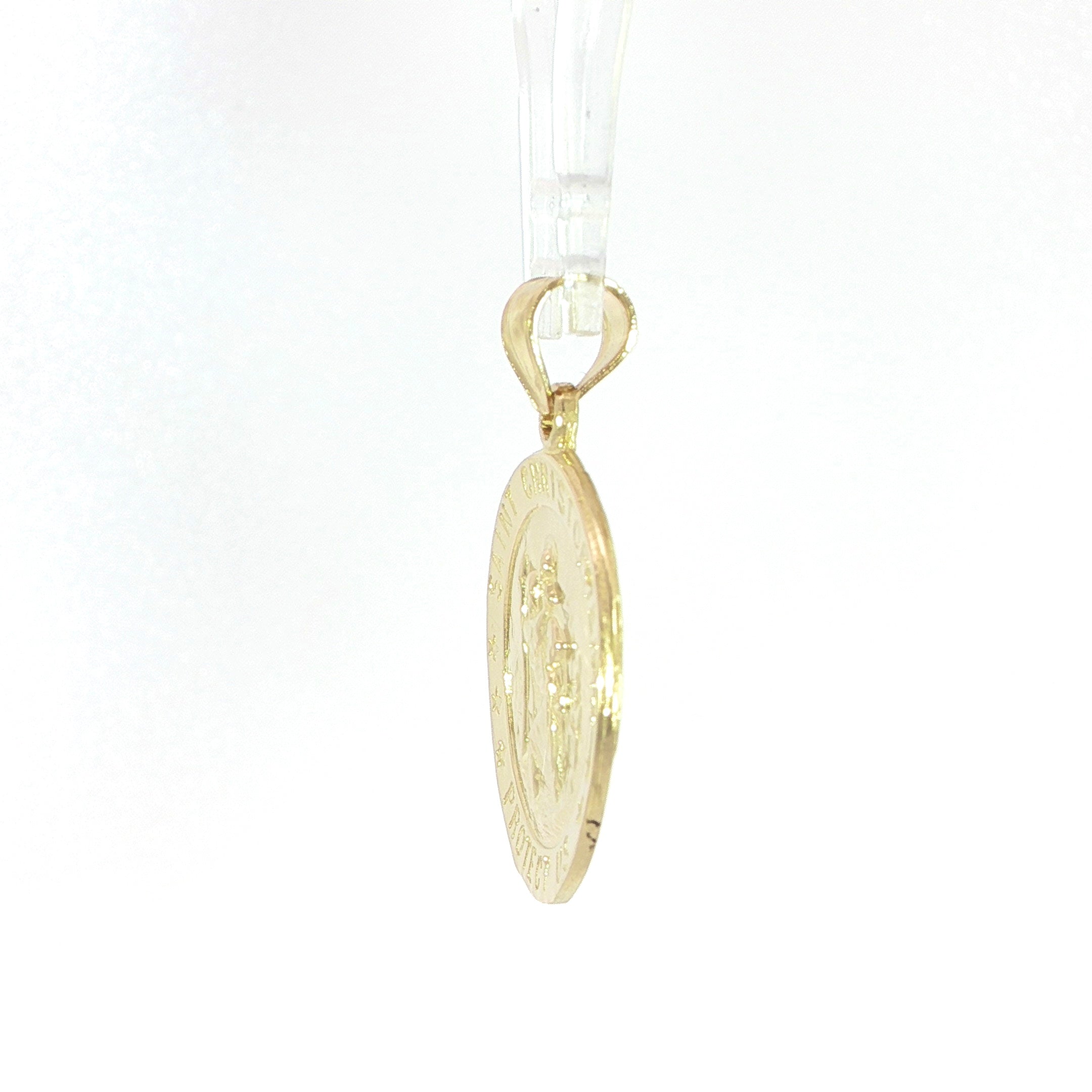 Saint Christopher Protect Us pendant crafted in genuine 10K yellow gold.