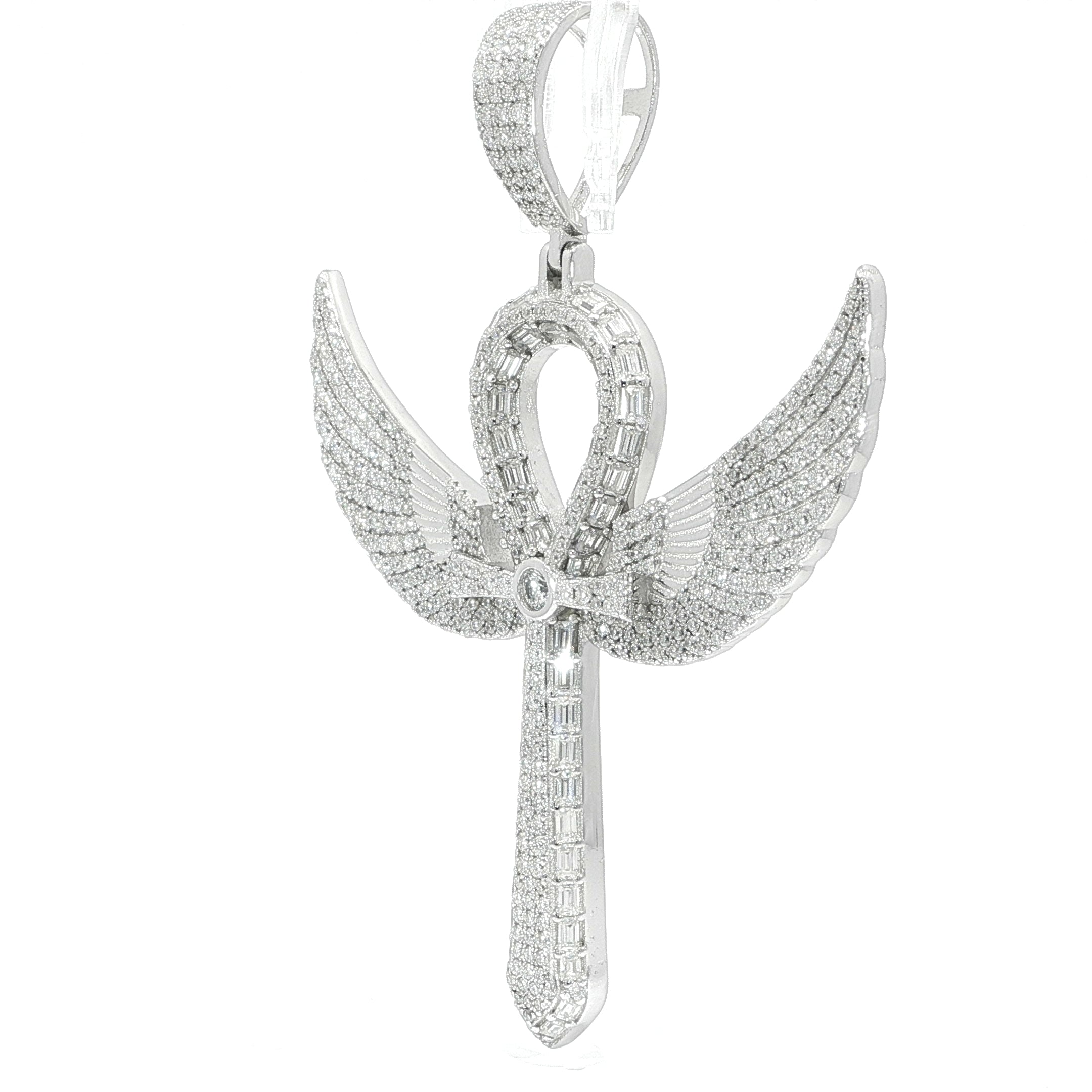 Sterling Silver Ankh Pendant 54MM x 54MM Fully Iced Out With VVS Moissanite