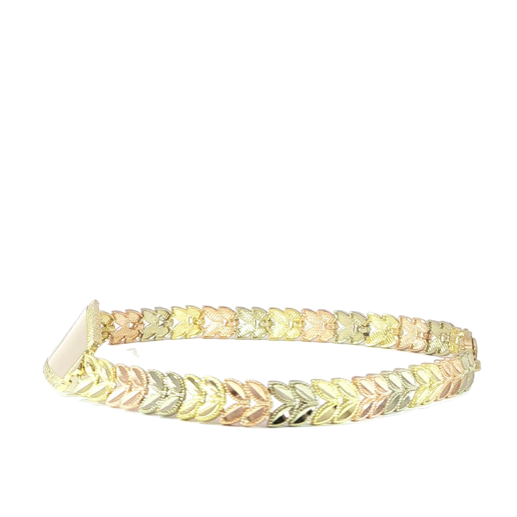 Tri-color gold ID bracelet with polished engraving plate