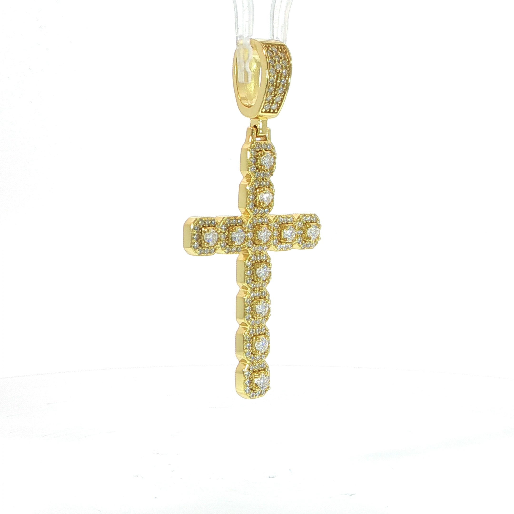 Modern Iced Out Cross Pendant with Moissanite