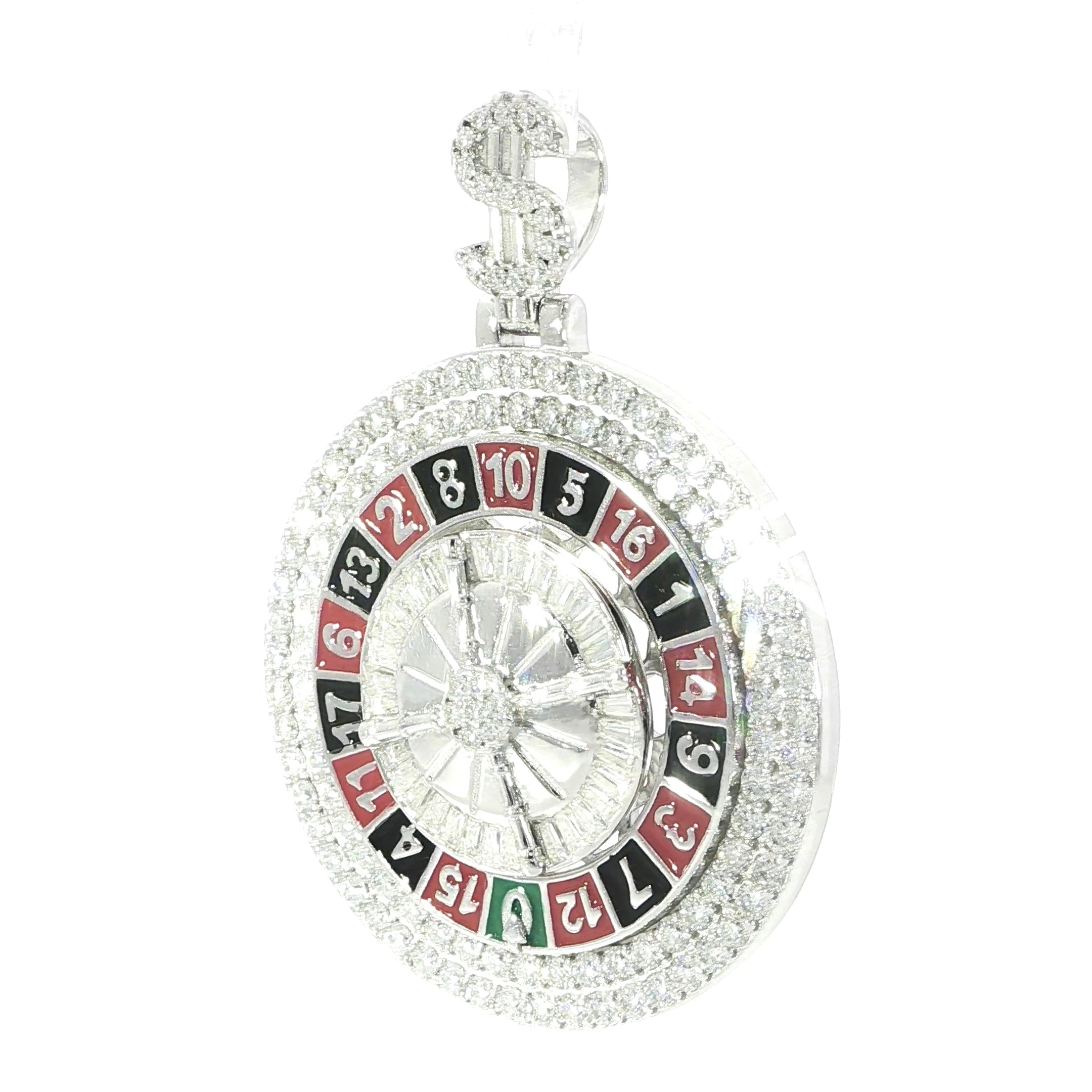 Spinnable Roulette Wheel Pendant with Enamel Coloring