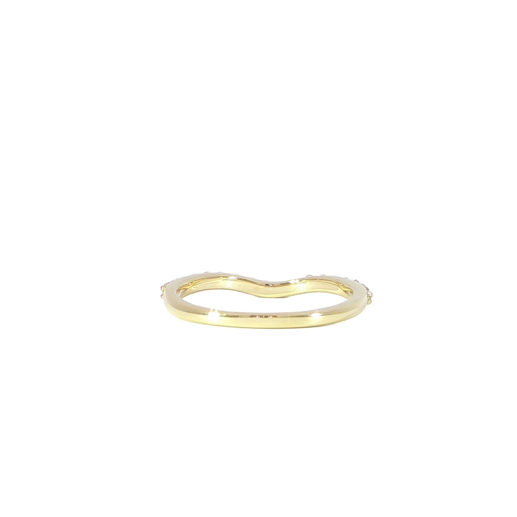 Rounded contour diamond enhancer band in yellow gold back