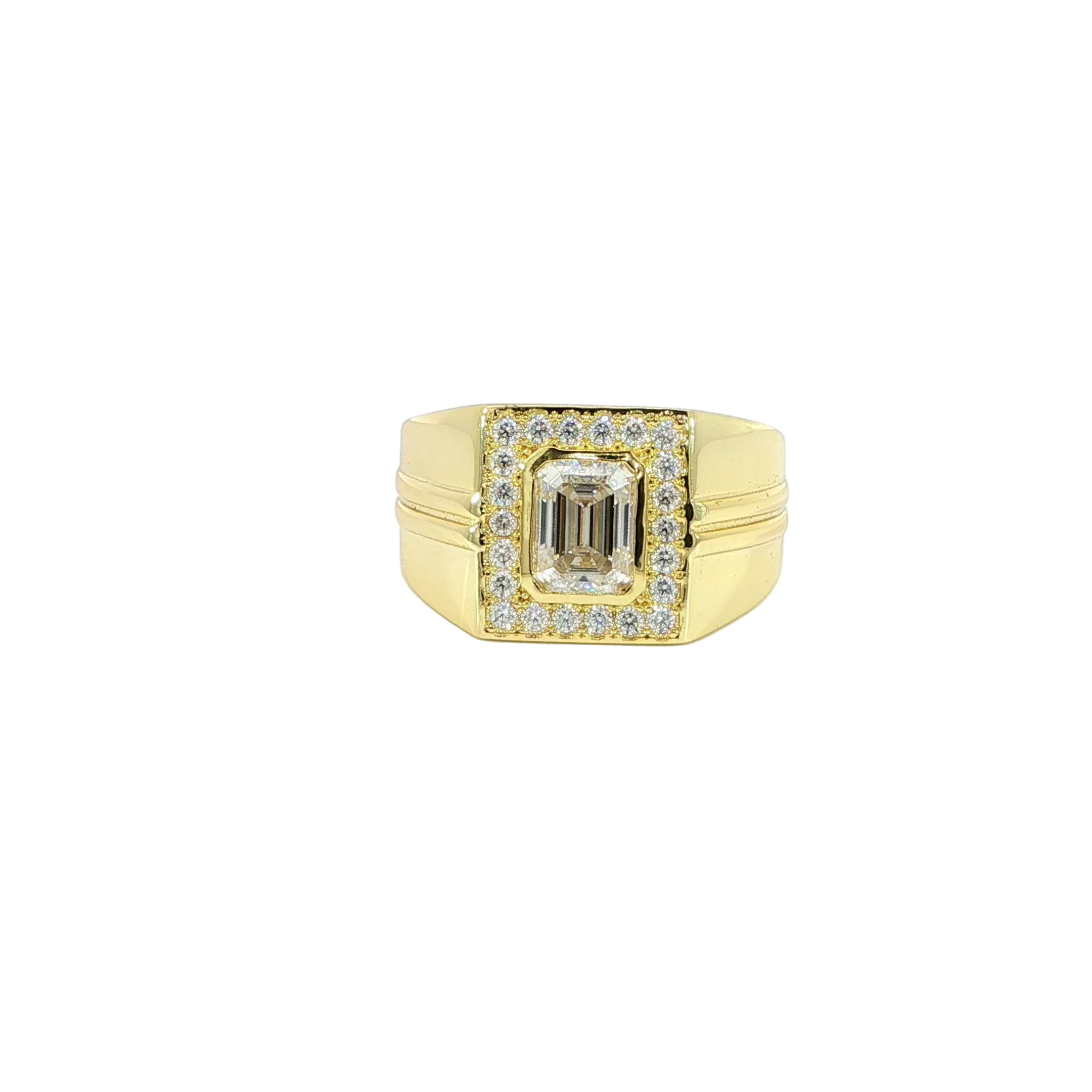 Sterling Silver Emerald Halo Ring with 2CT VVS Moissanite