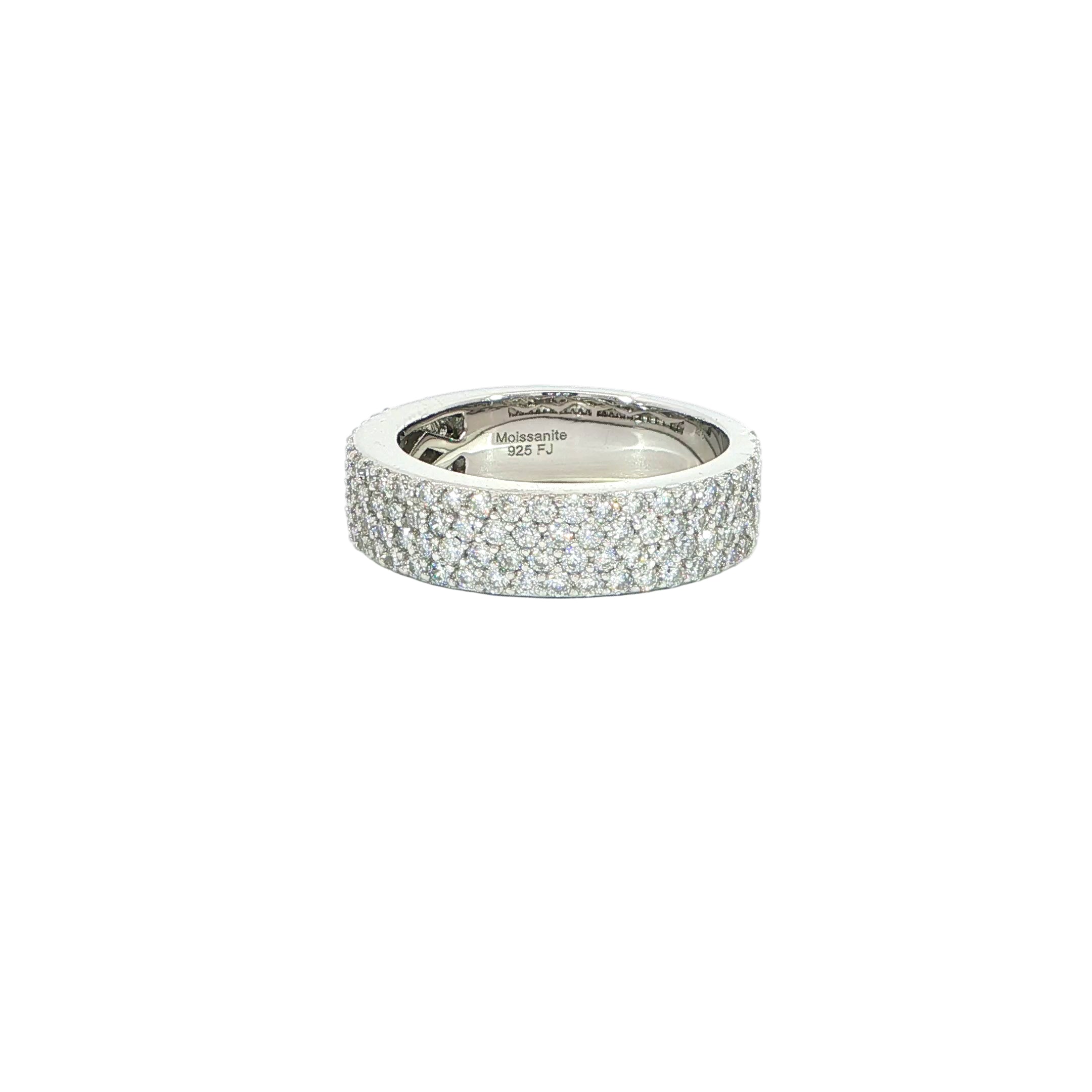925 sterling silver pave eternity band featuring 2.60 CTW VVS moissanite