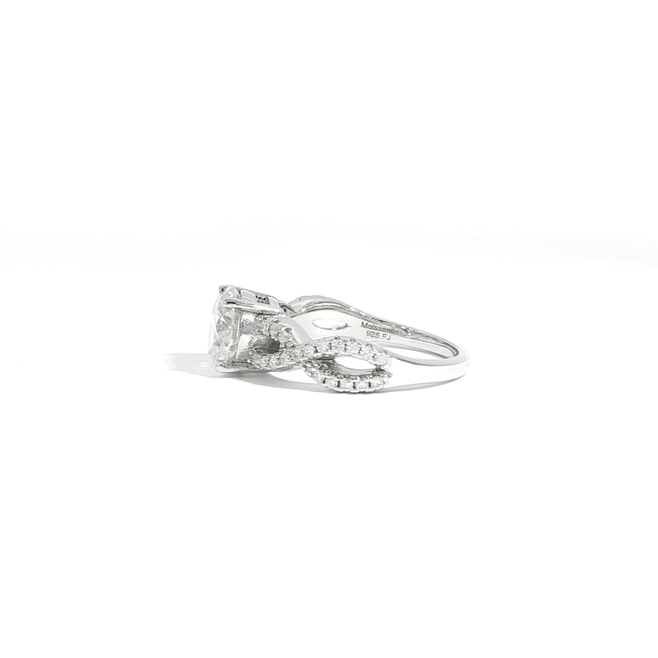 Sterling Silver Twist Band Engagement Ring Side