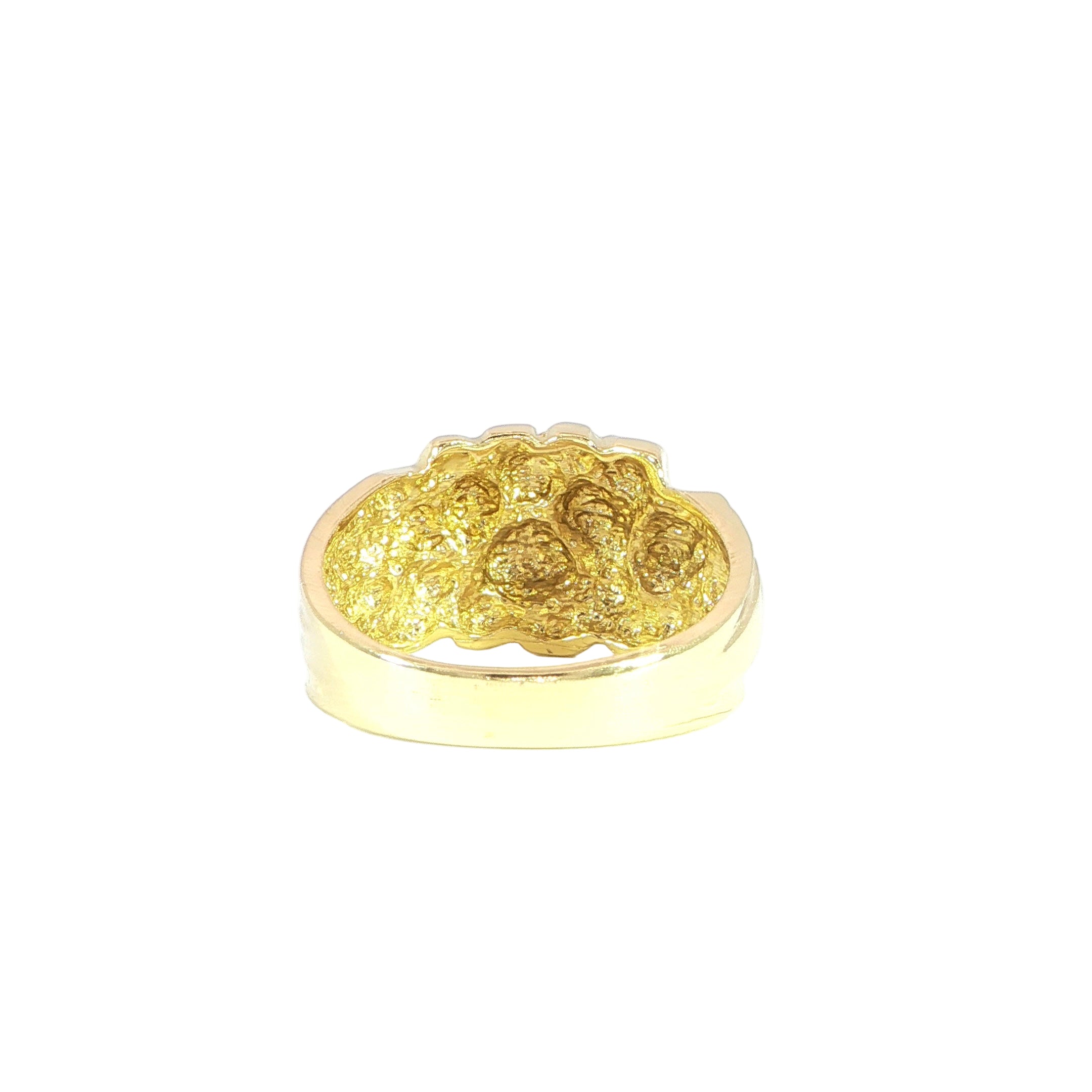 Diamond-Cut Nugget Style Gold Ring Back
