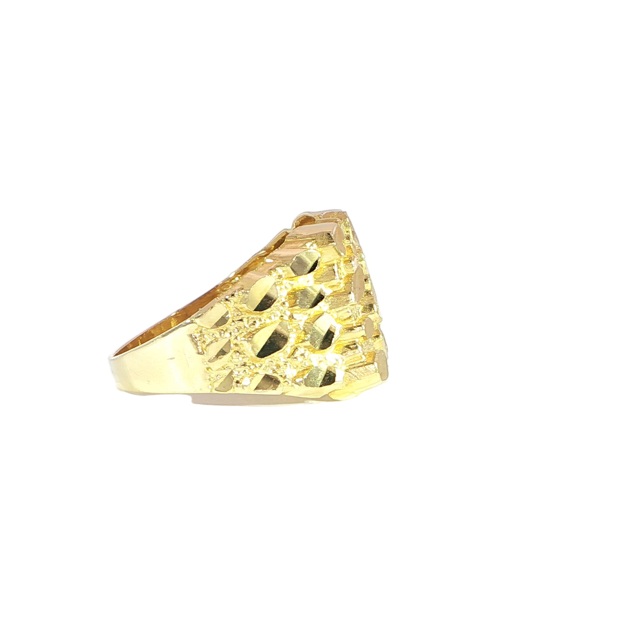 14K Gold Textured Nugget Band Side