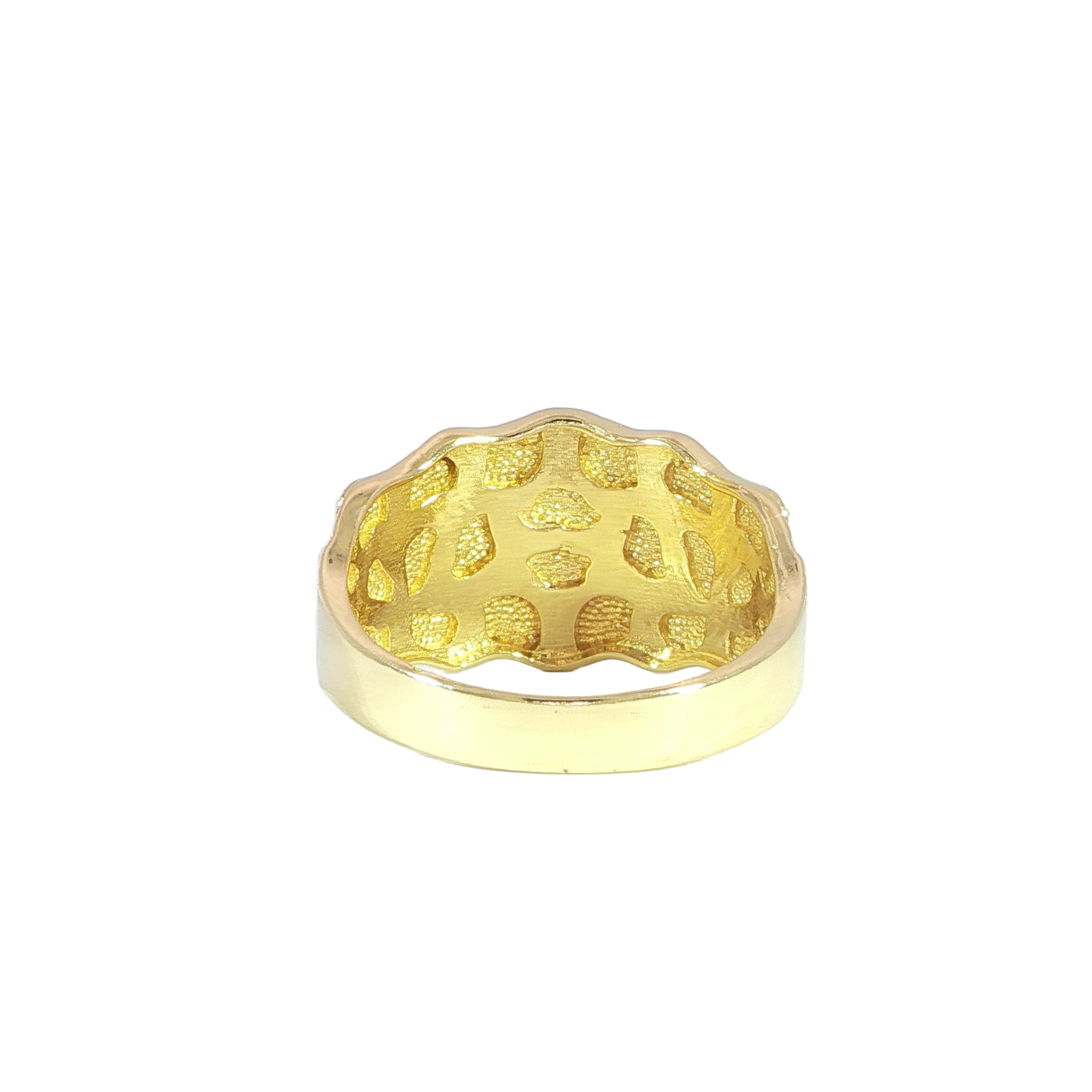 Wide Nugget Style Gold Ring Back View