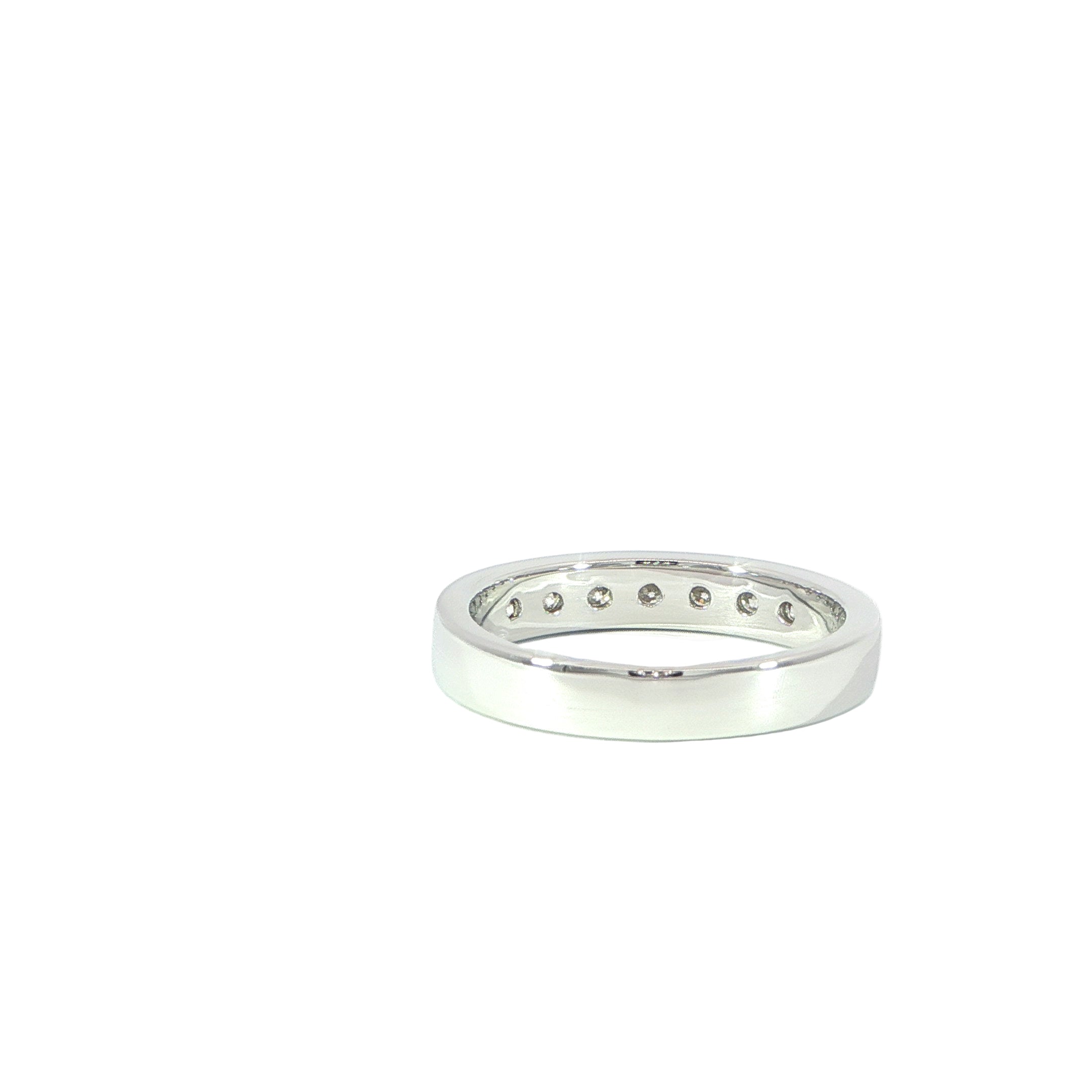 Sterling silver channel wedding band back