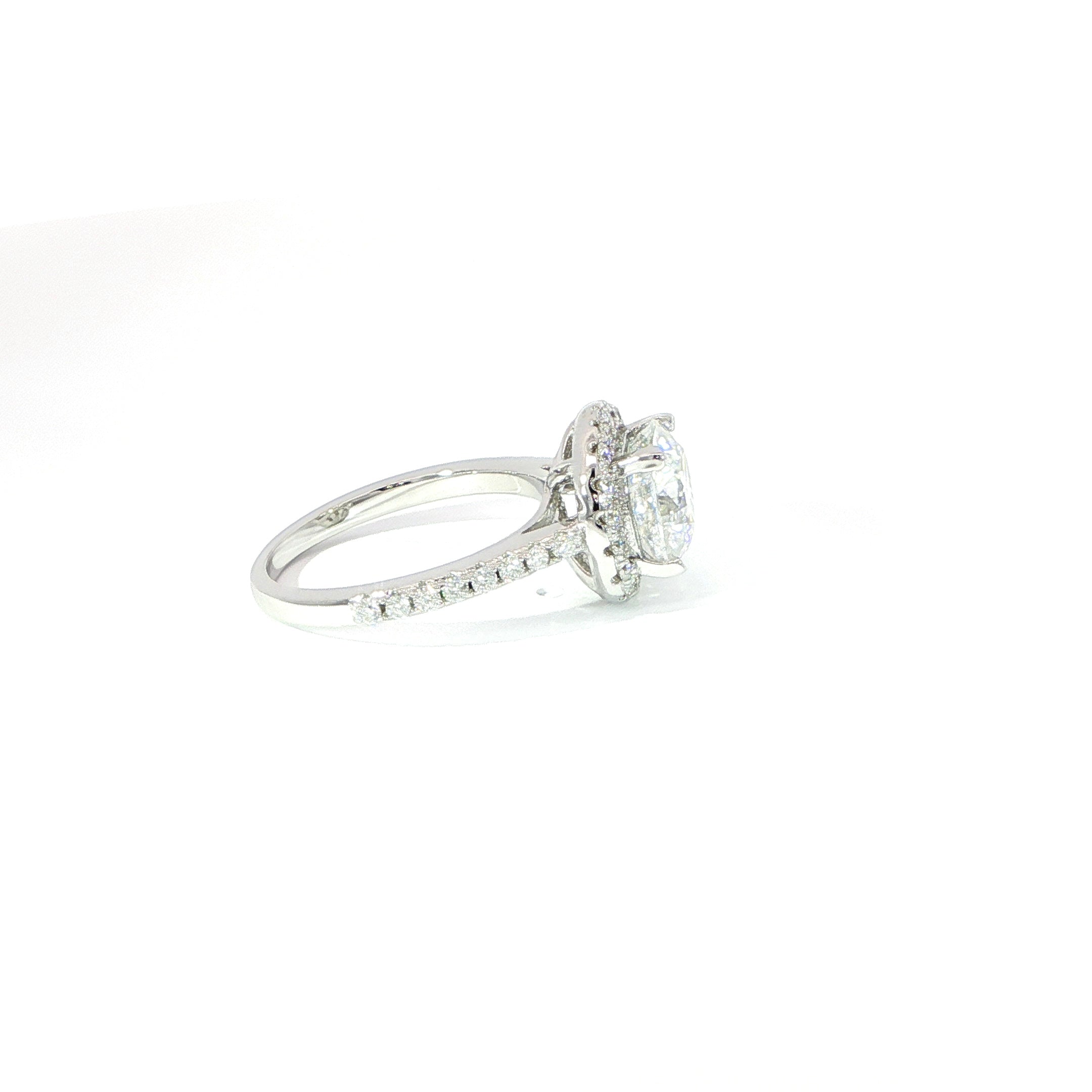 Sterling Silver Cushion Halo Engagement Ring Side