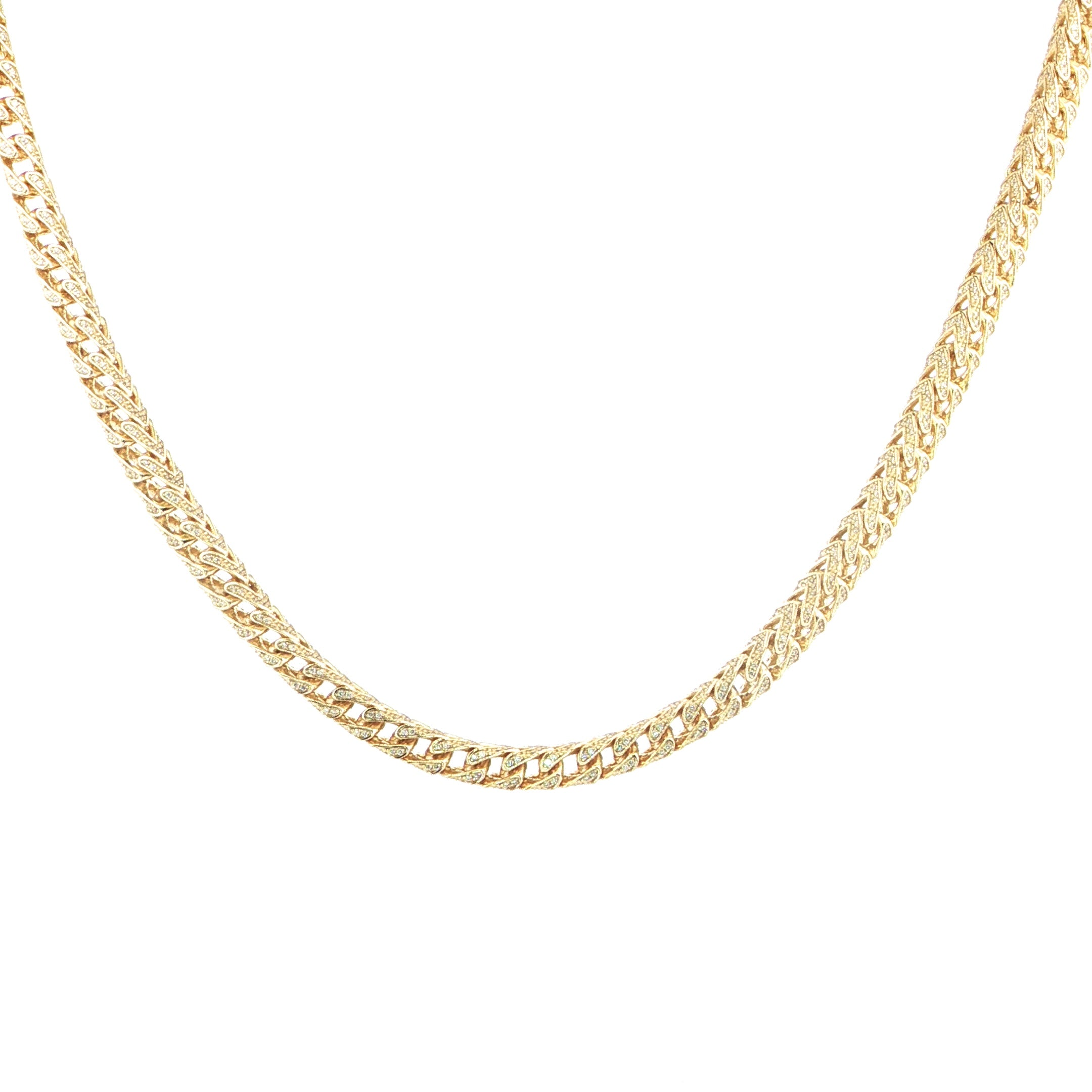 6MM Sterling Silver wheat chain with VVS Moissanite sparkle