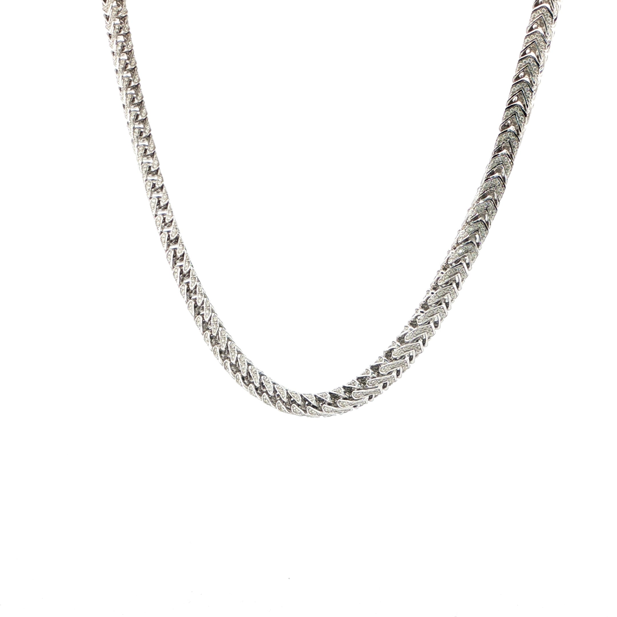 925 Sterling Silver wheat chain with iced-out finish