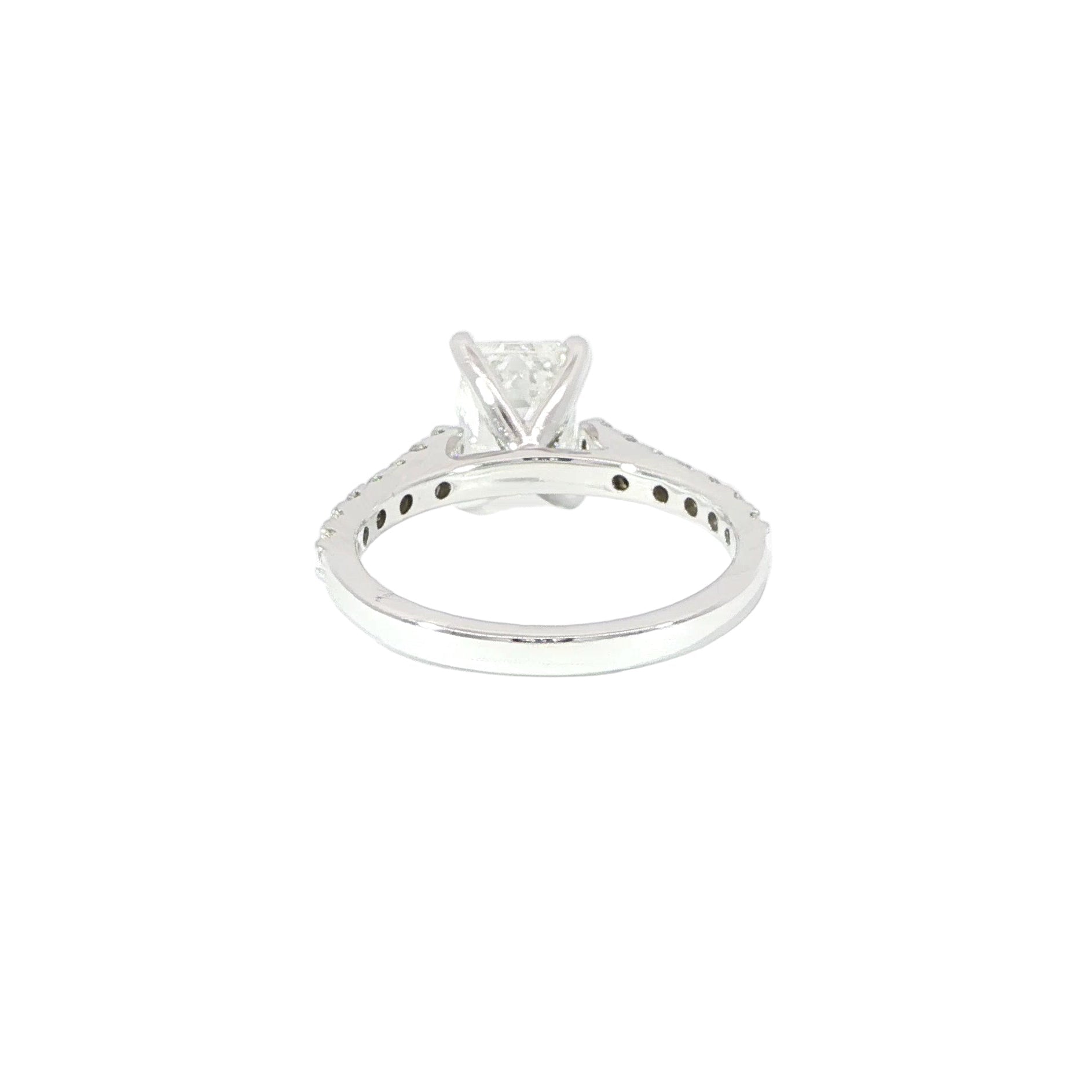 emerald cut engagement ring white gold back
