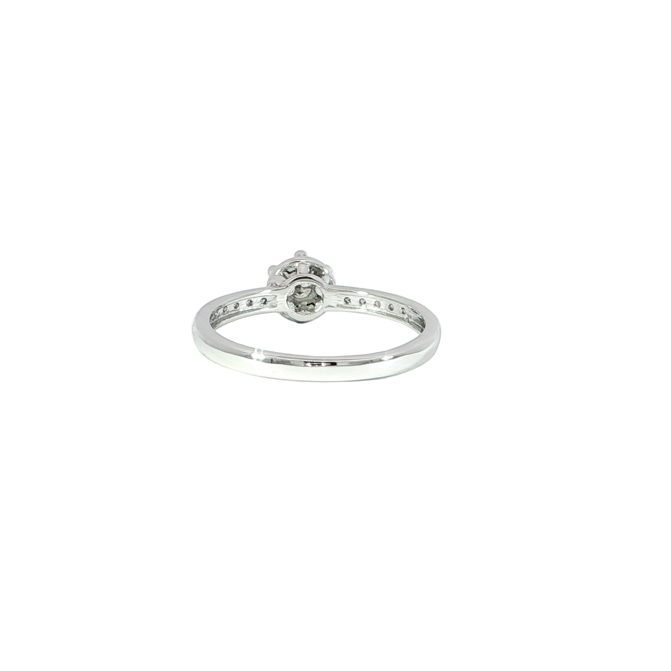 white gold round cluster diamond ring back