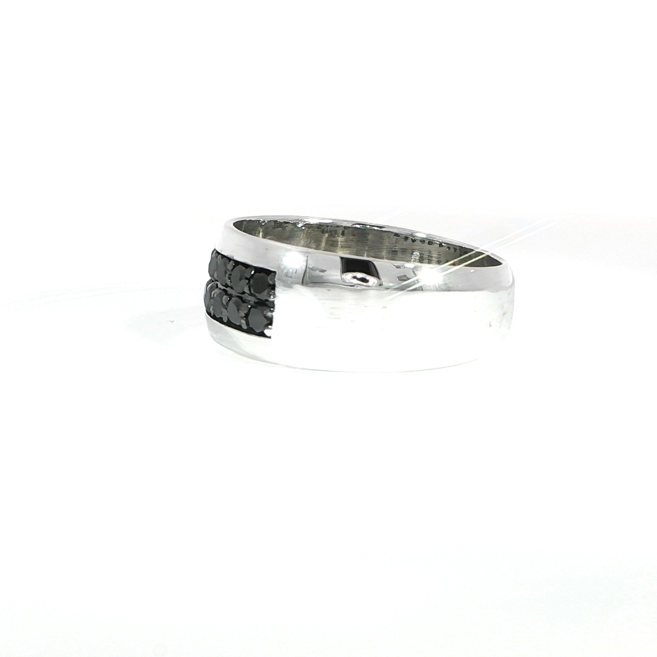 14K white gold black diamond band with 1 CTW diamonds