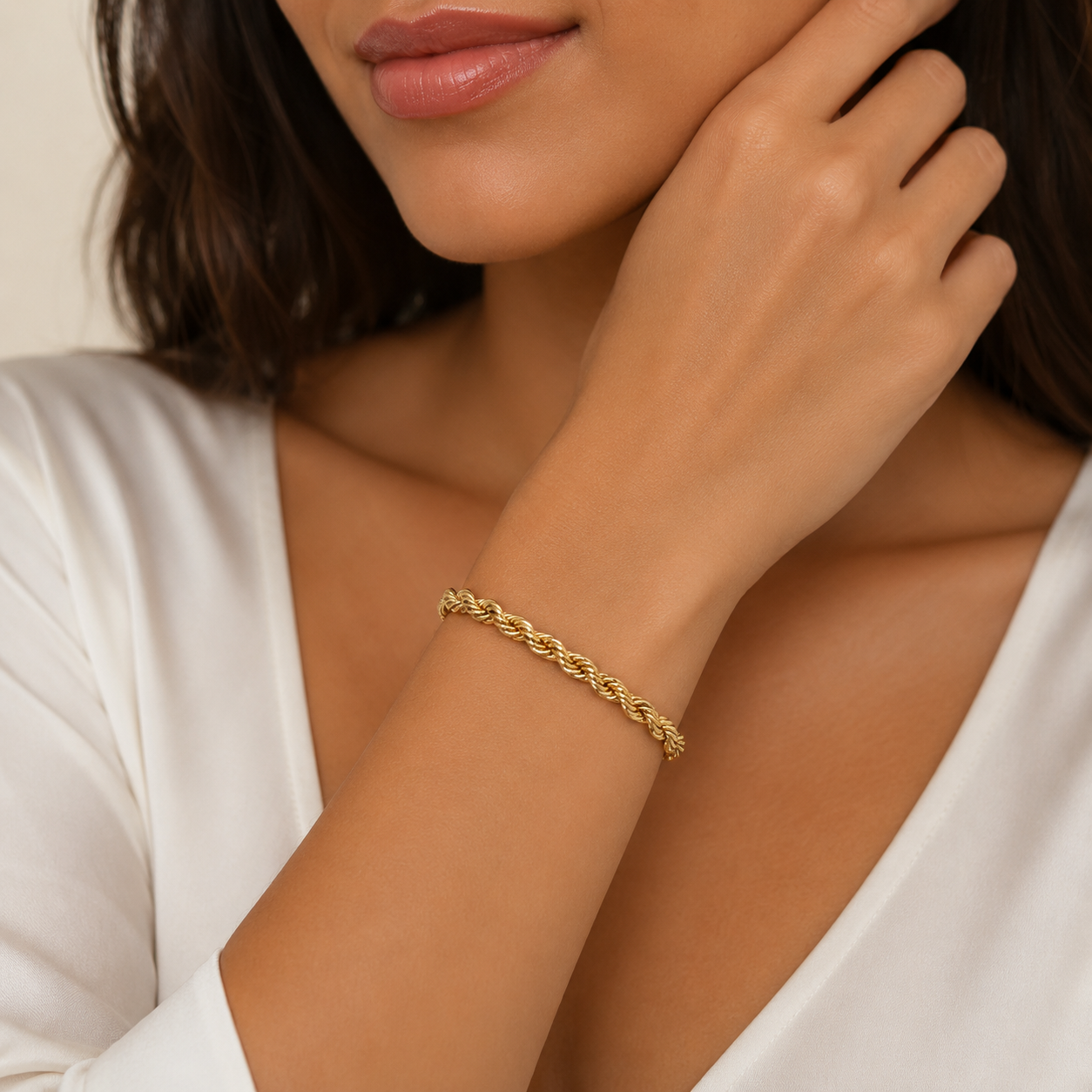 10K gold rope bracelet for everyday wear