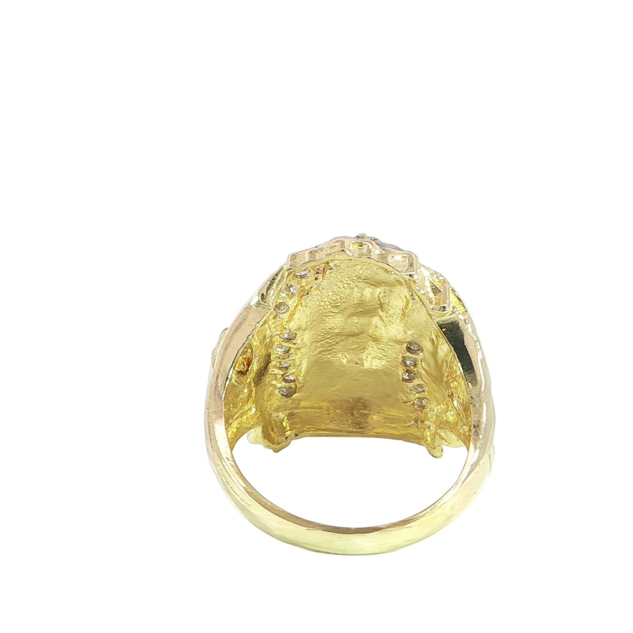 Yellow Gold Jesus Head Ring Back