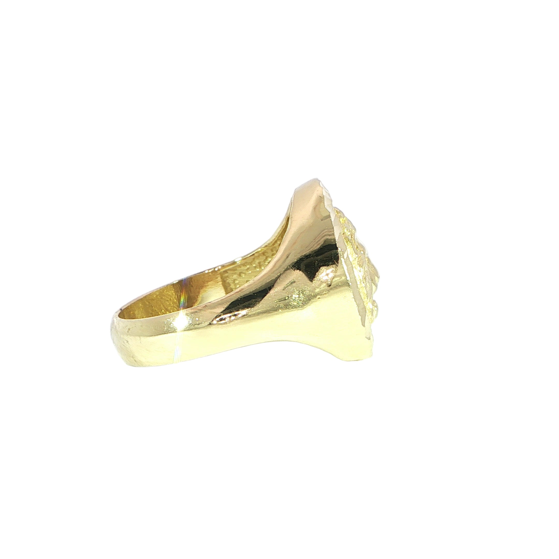 Yellow Gold Lion Head Ring Side