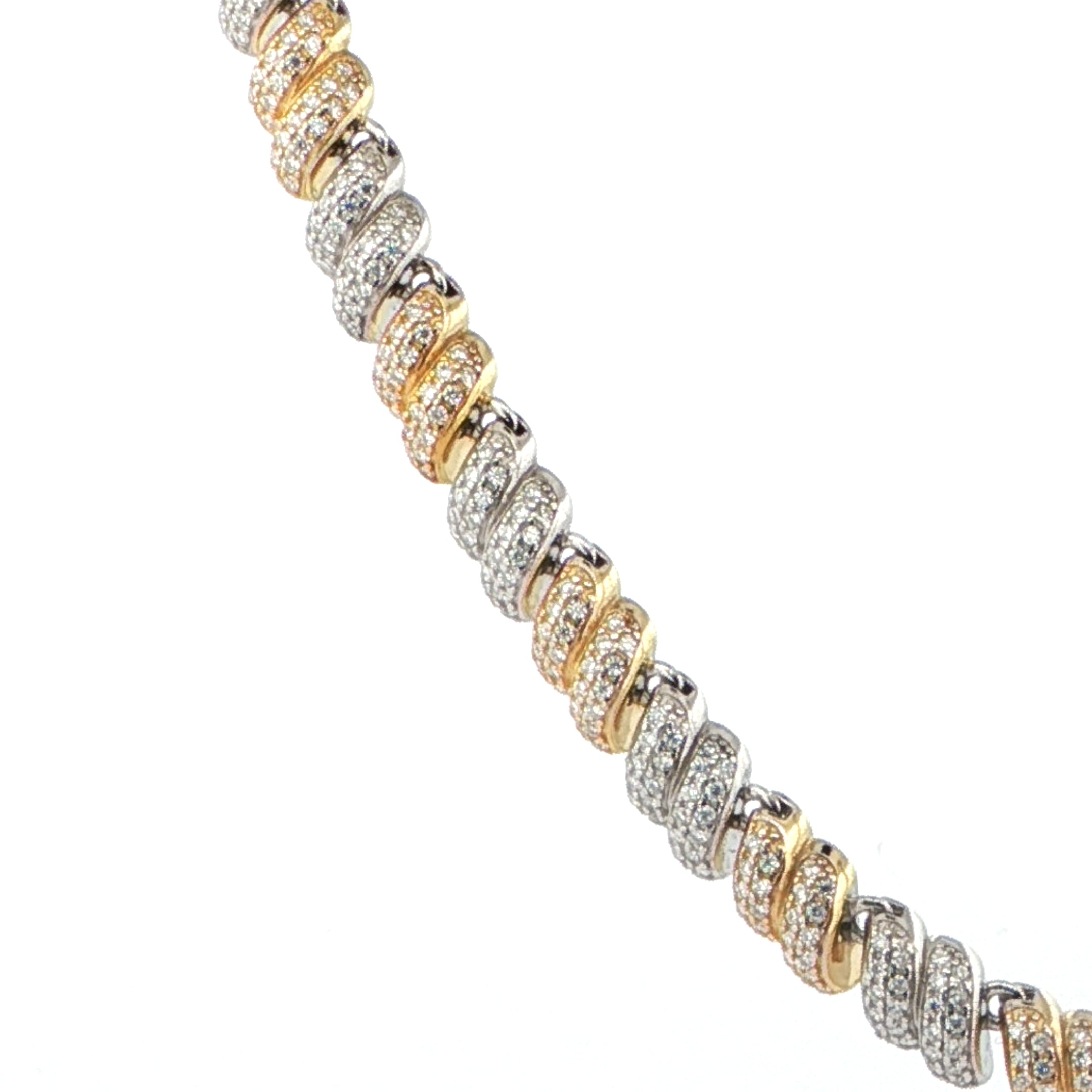 Luxury two-tone spiral link necklace featuring brilliant VVS moissanite