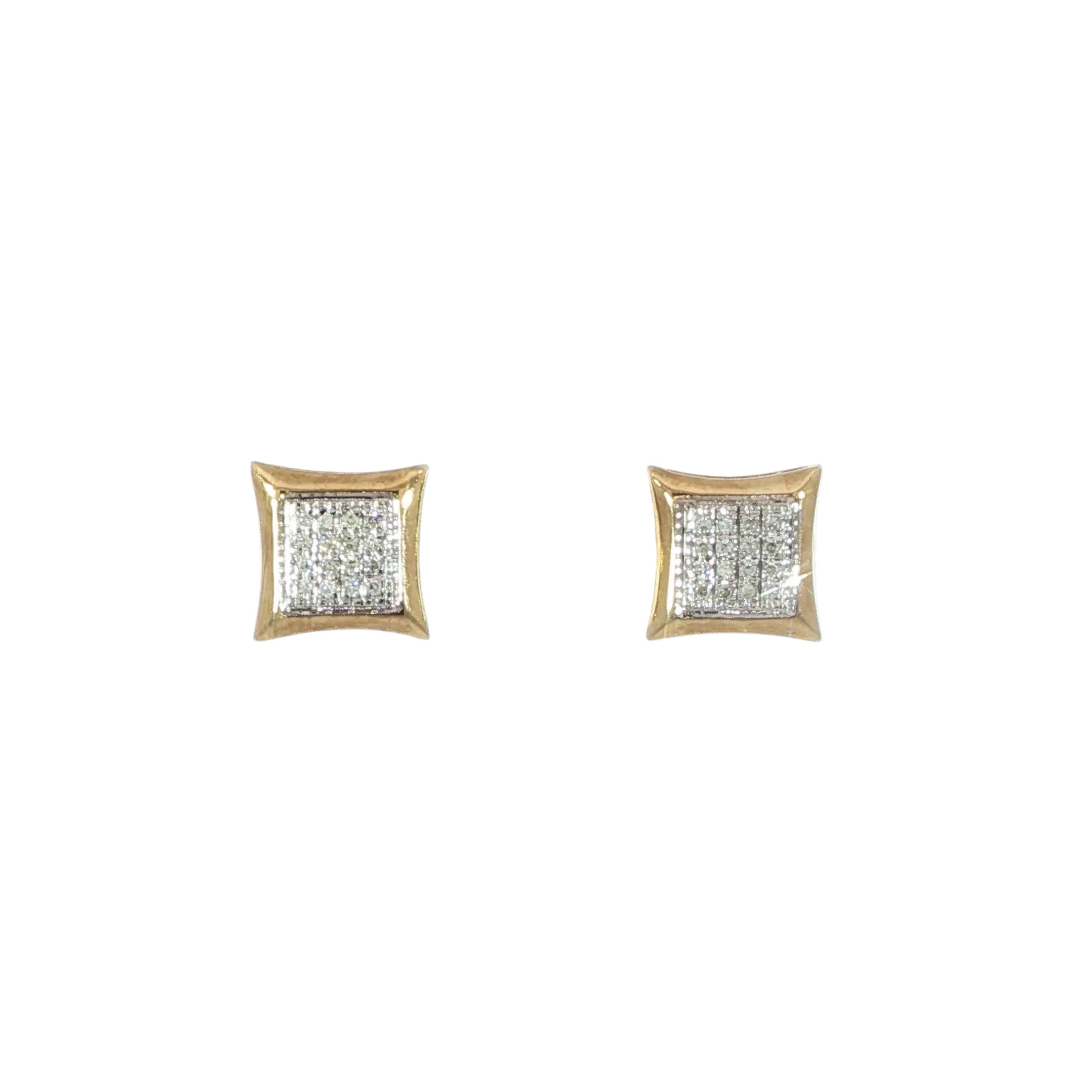 10K Natural Diamond Square Earrings (8mm)
