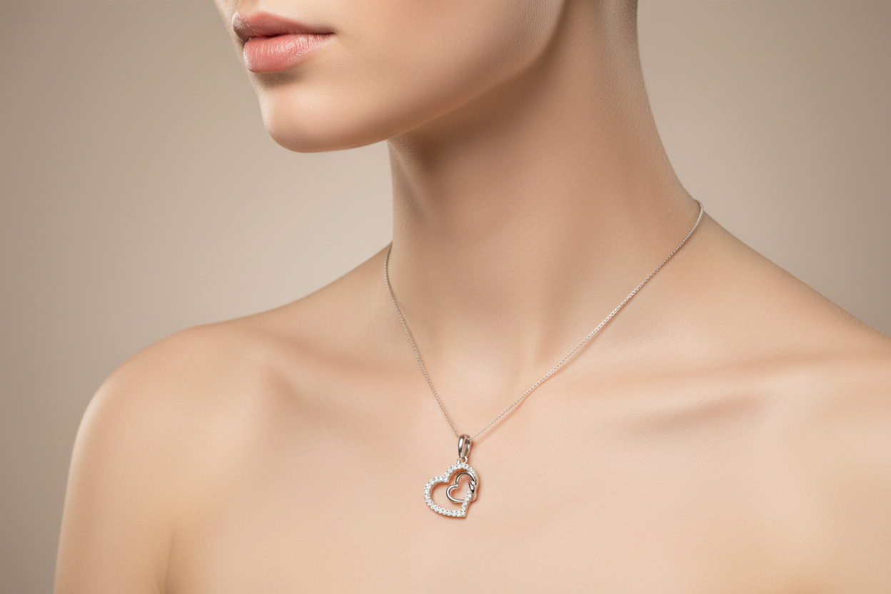 10K White Gold Natural Diamond Heart Pendant - .25 CTW