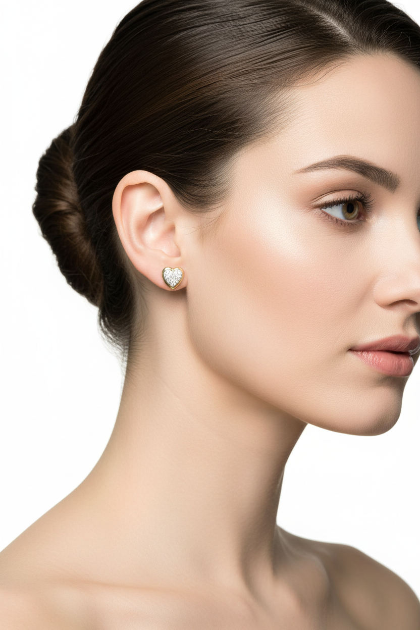 10K Gold Diamond Heart Cluster Earrings – 0.22 CTW