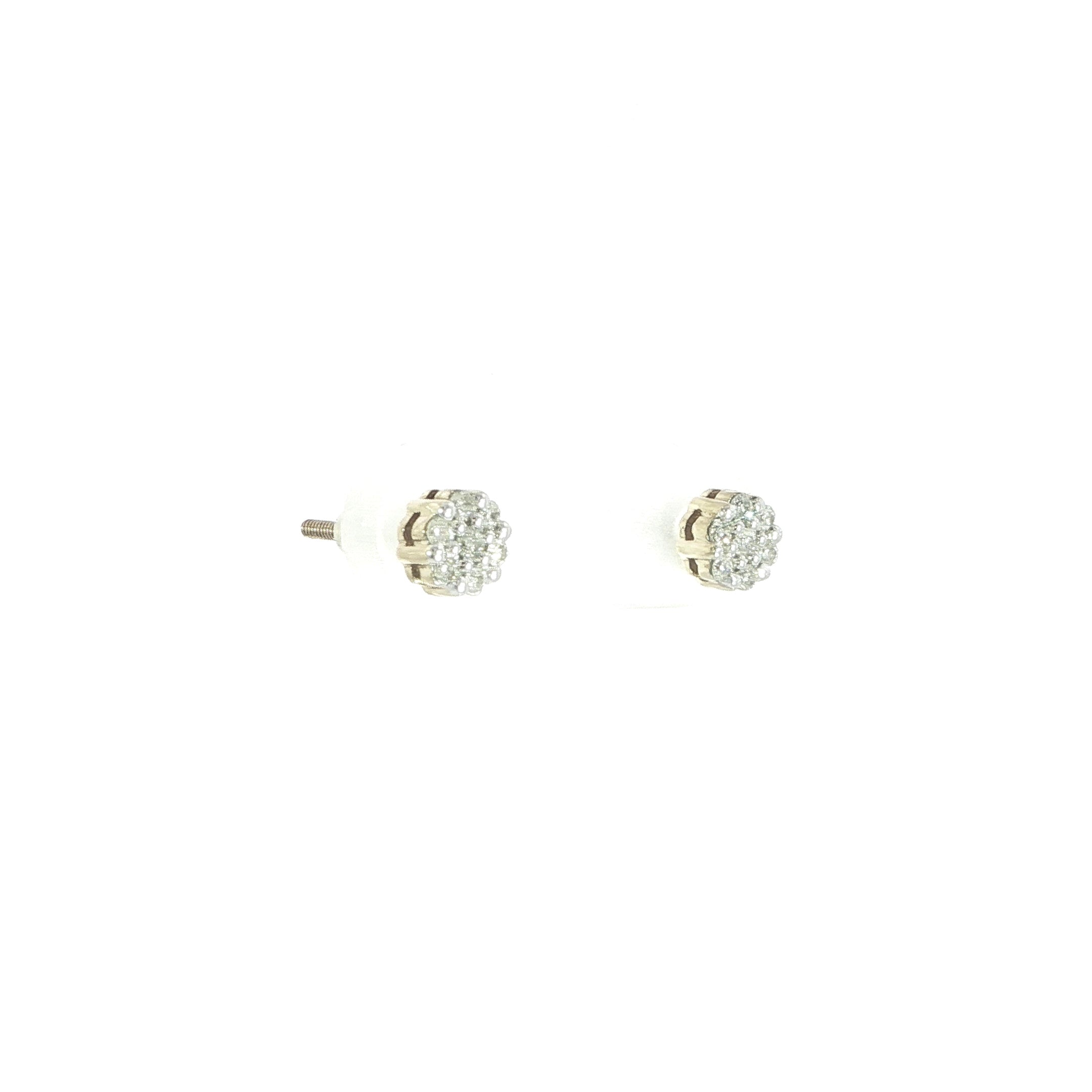 10K Round Diamond Cluster Earrings – 0.12 CTW