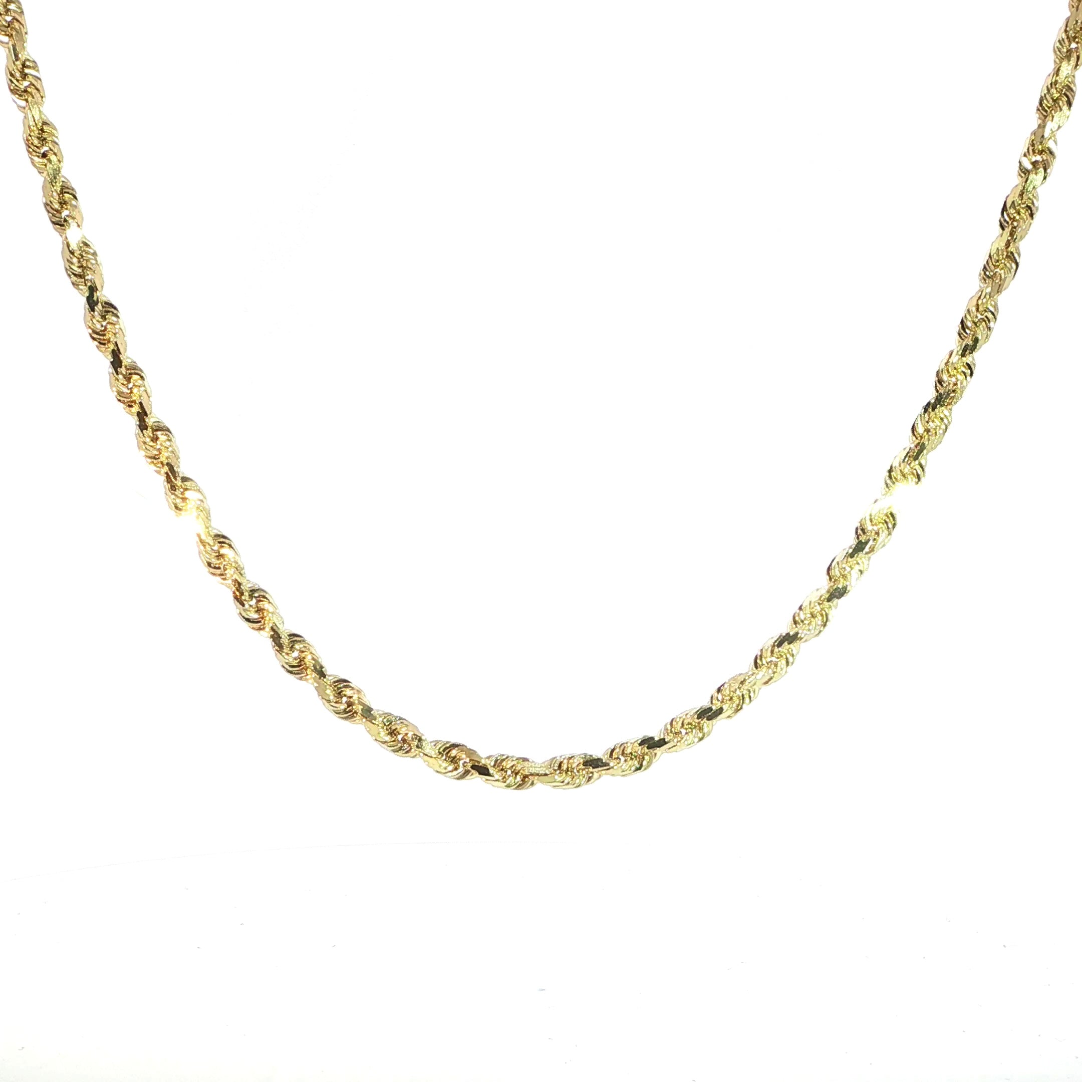 10K Solid Yellow Gold Rope Chain - Diamond Cut - 4.5MM