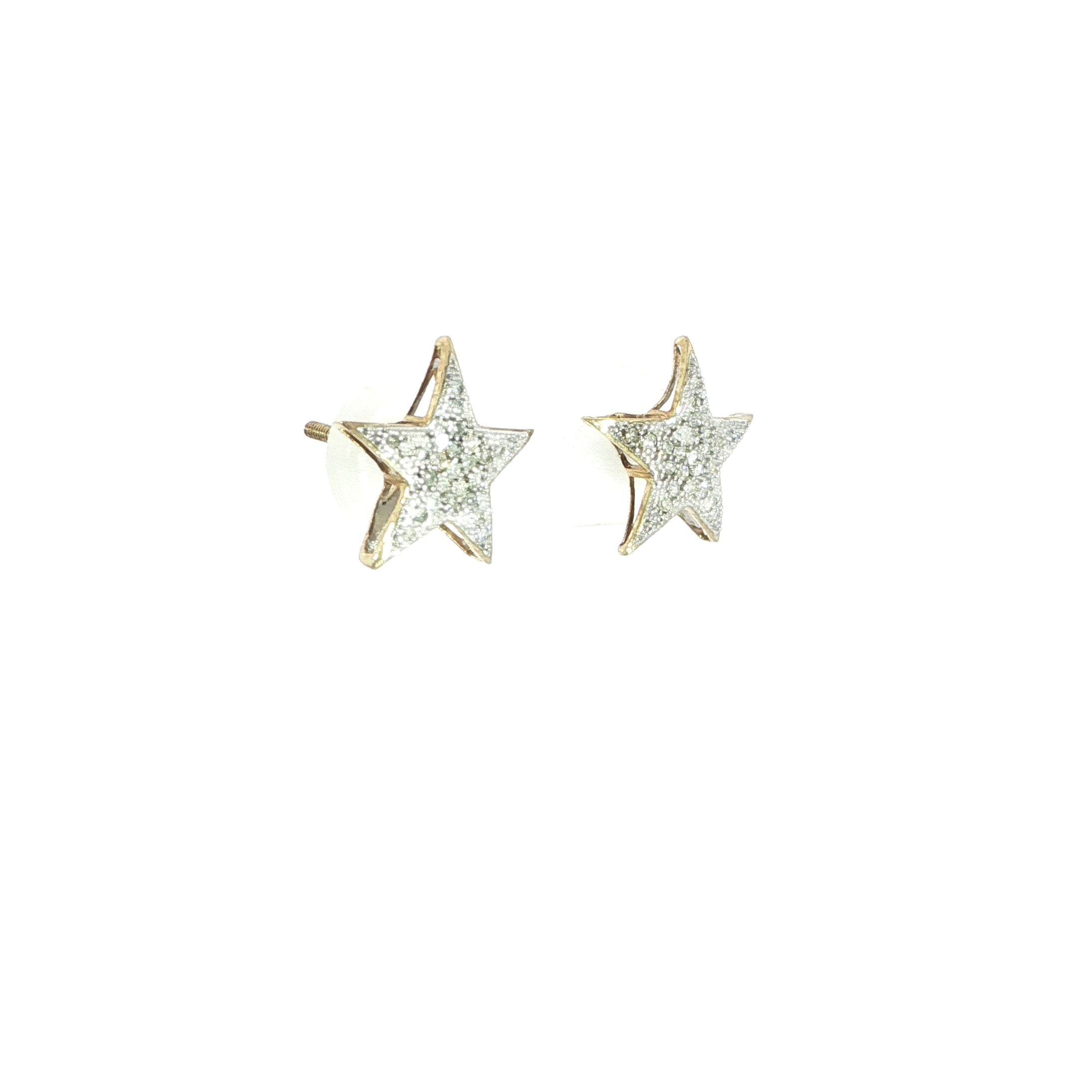10K Natural Diamond Star Earring