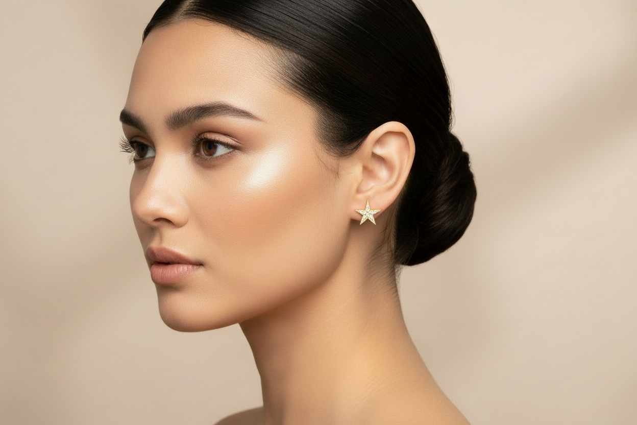 10K Star Cluster Diamond Earrings – 0.15 CTW