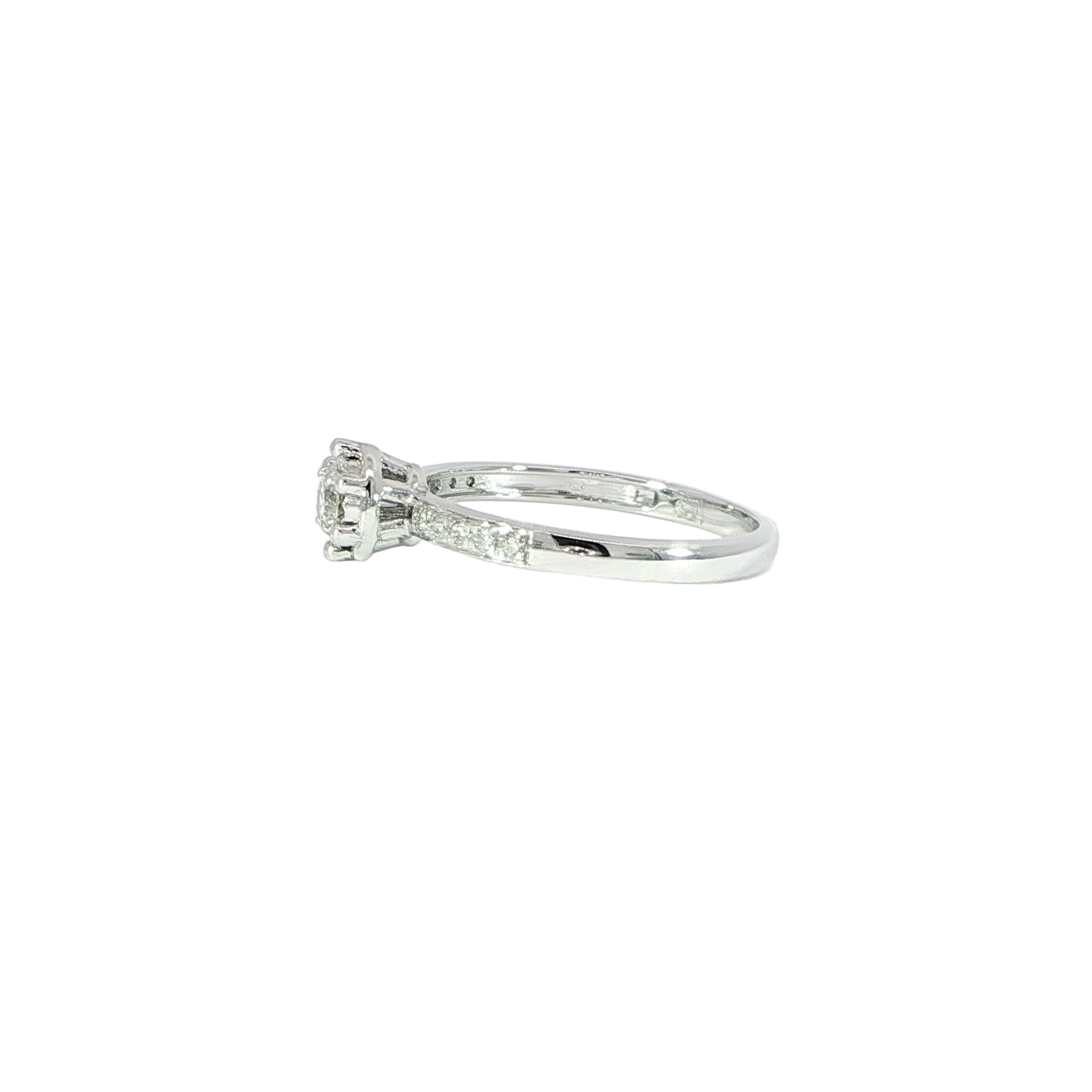 10K White Gold Round Natural Diamond Engagement Ring