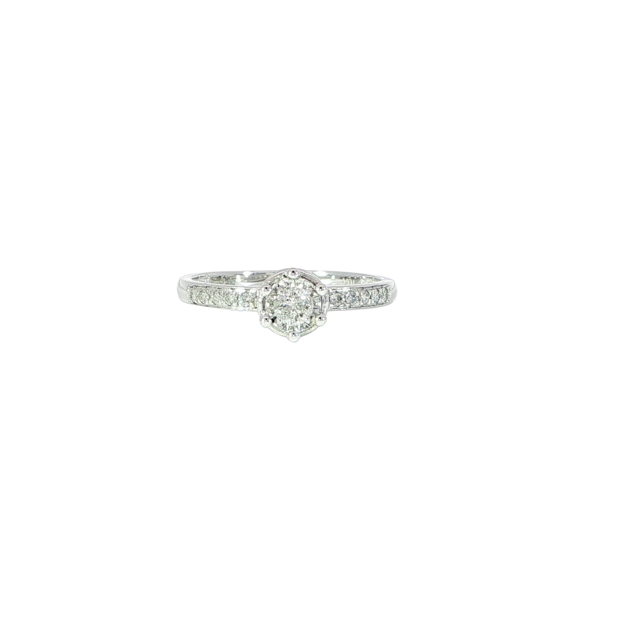 10K White Gold Round Natural Diamond Engagement Ring