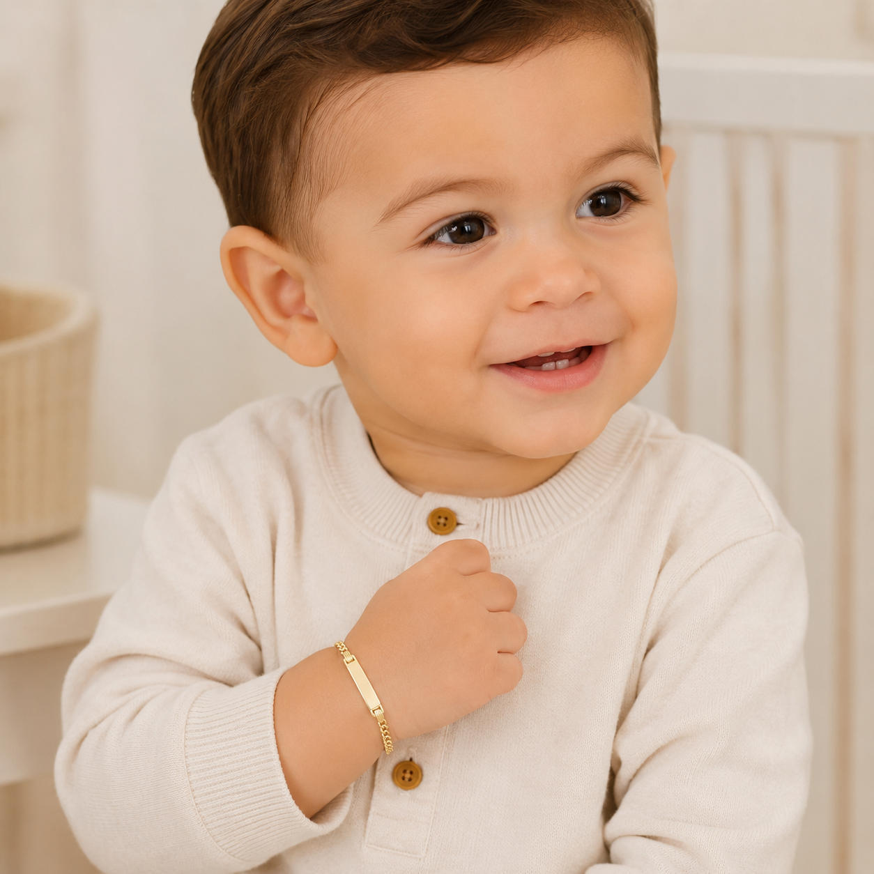 10K Gold Curb Baby ID Bracelet - 3MM