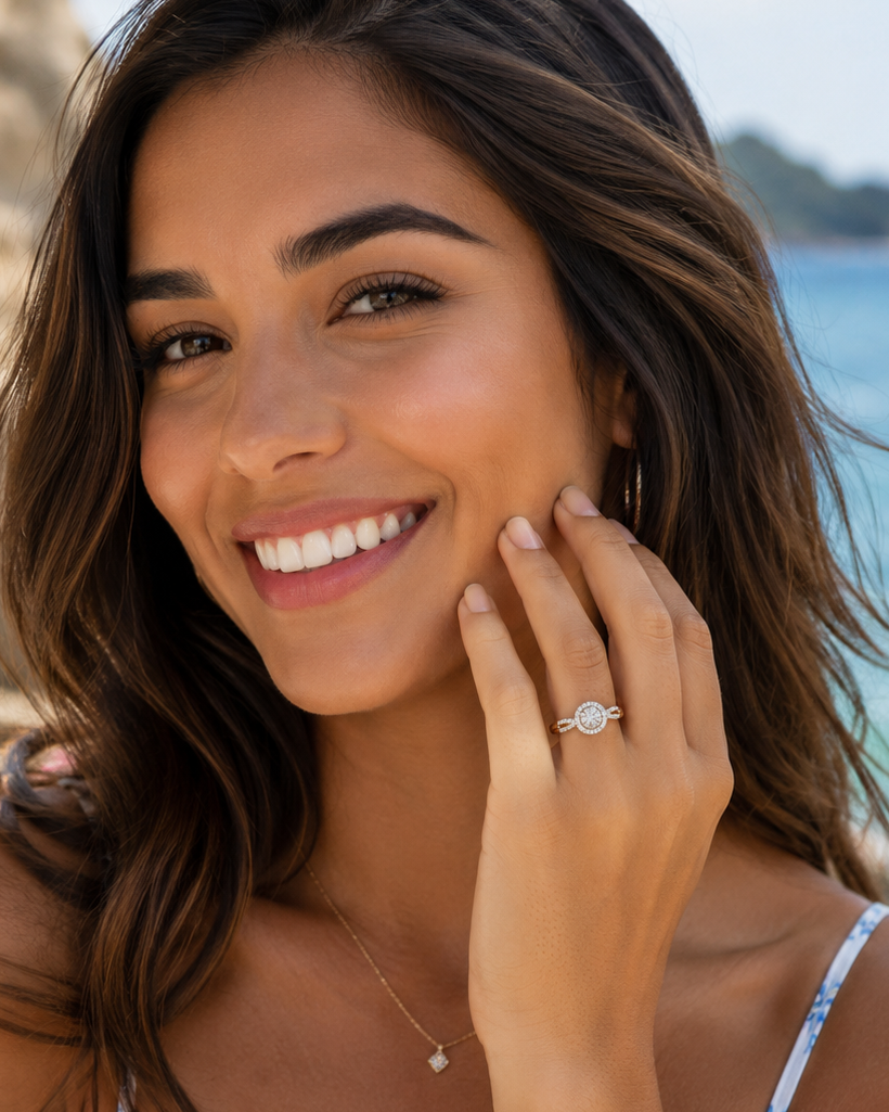 10K Round Diamond Cluster Halo Ring – 0.40 CTW