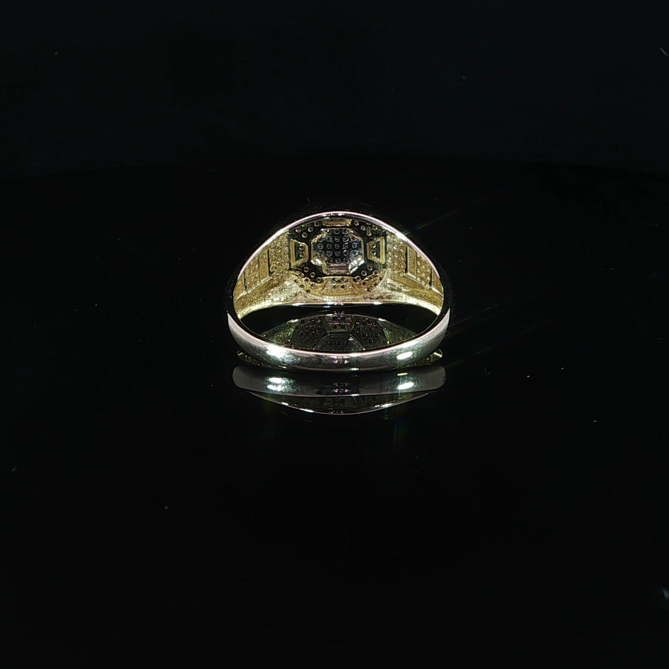Men's natural diamond cluster signet ring with diamond-accented shoulders