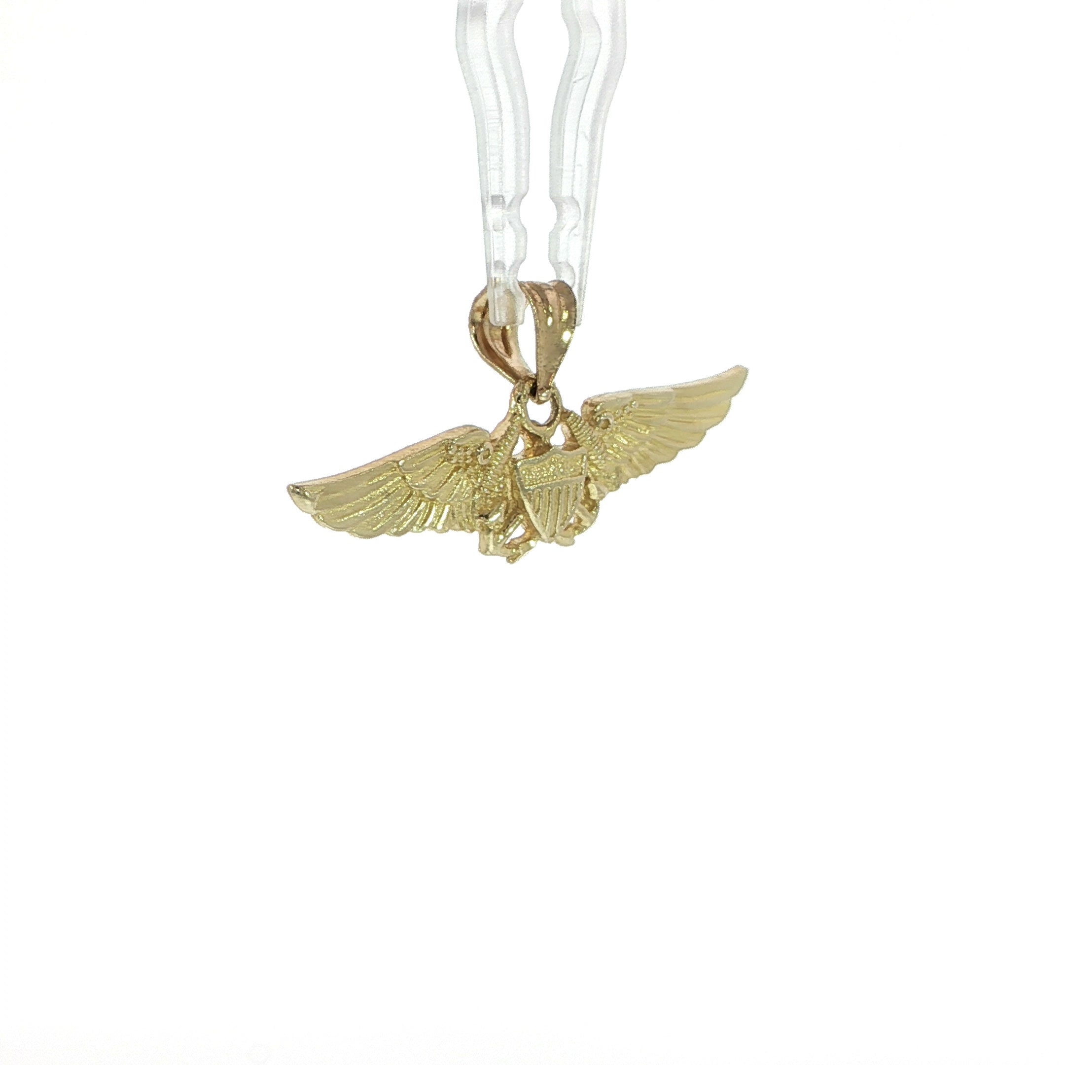 10K gold Navy Wings with Shield pendant measuring 10x34MM