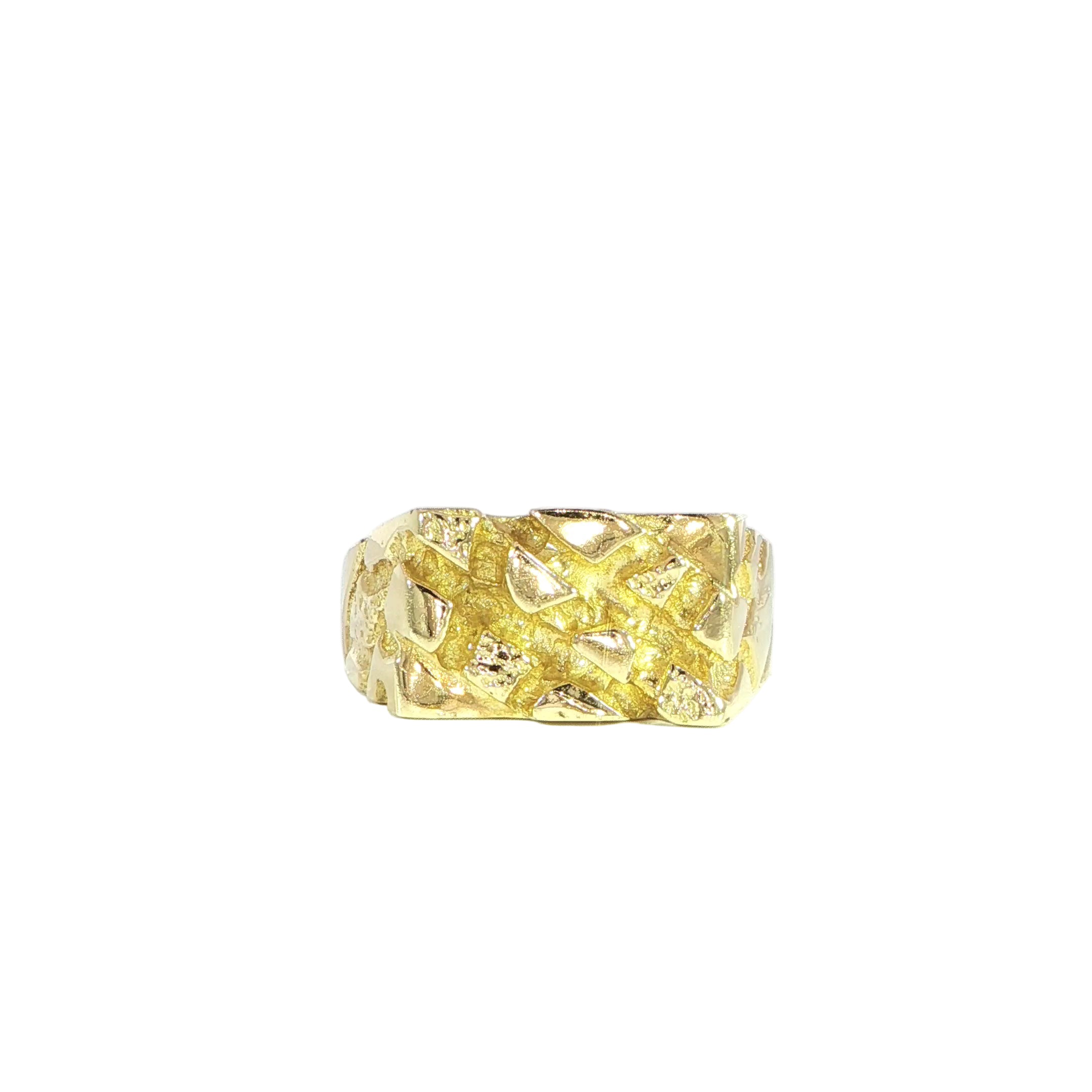 10k gold nugget ring 10mm front