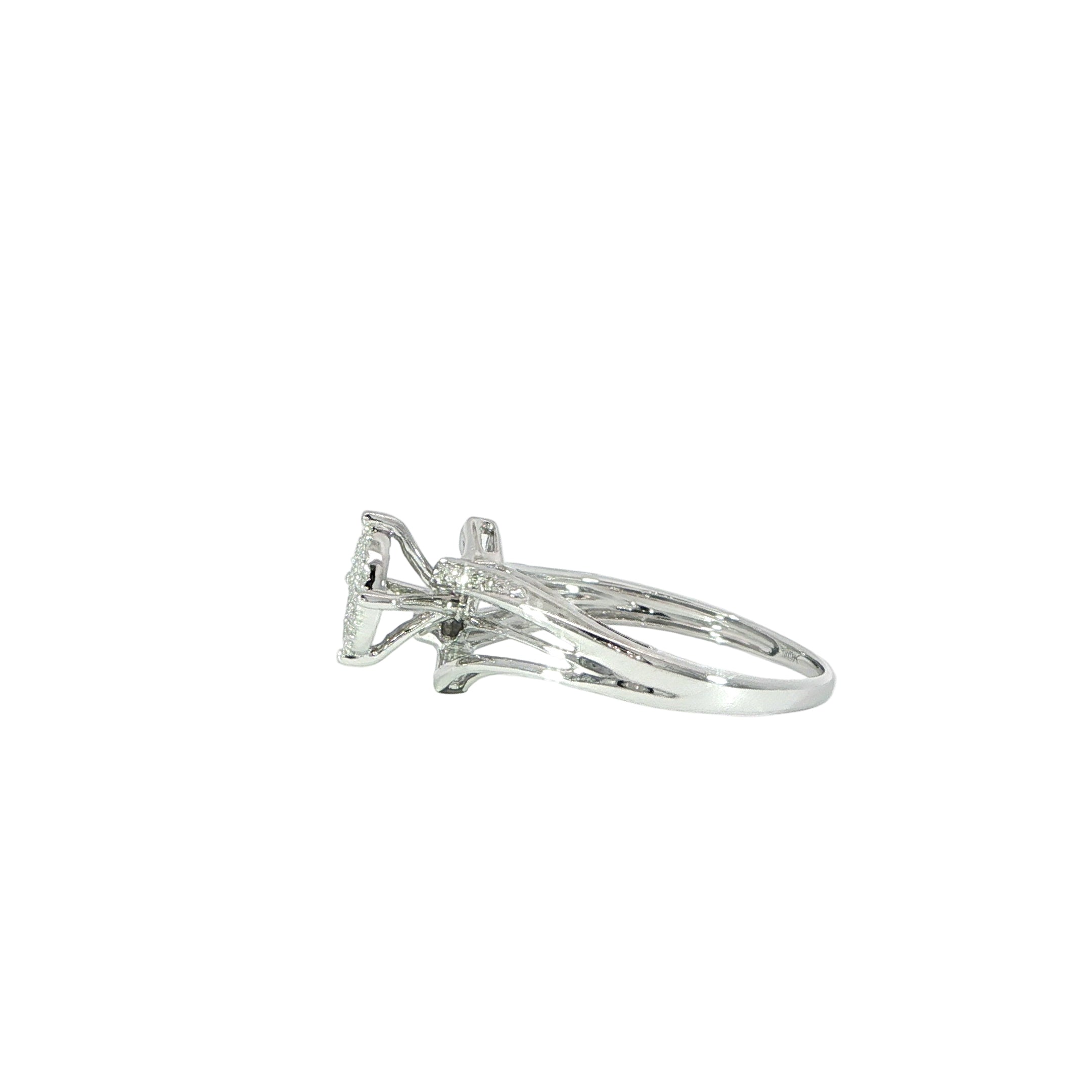 10K White Gold Split Band Diamond Ring Side Profile