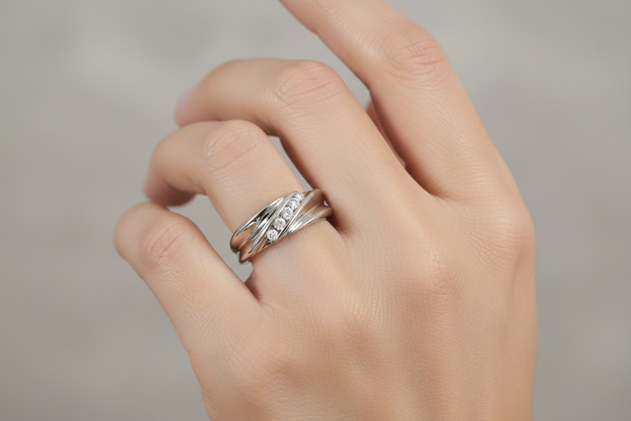 10k white gold mens diamond band 8mm