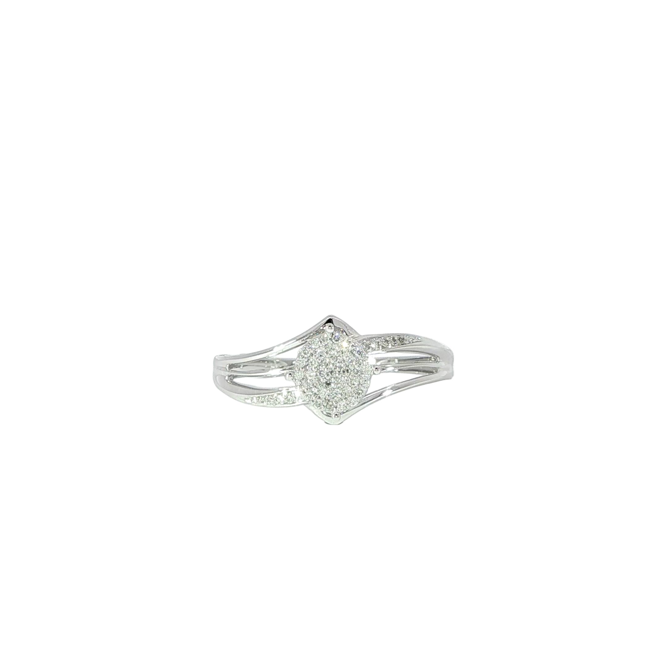 10K White Gold Round Pavé Set Composite Engagement Ring